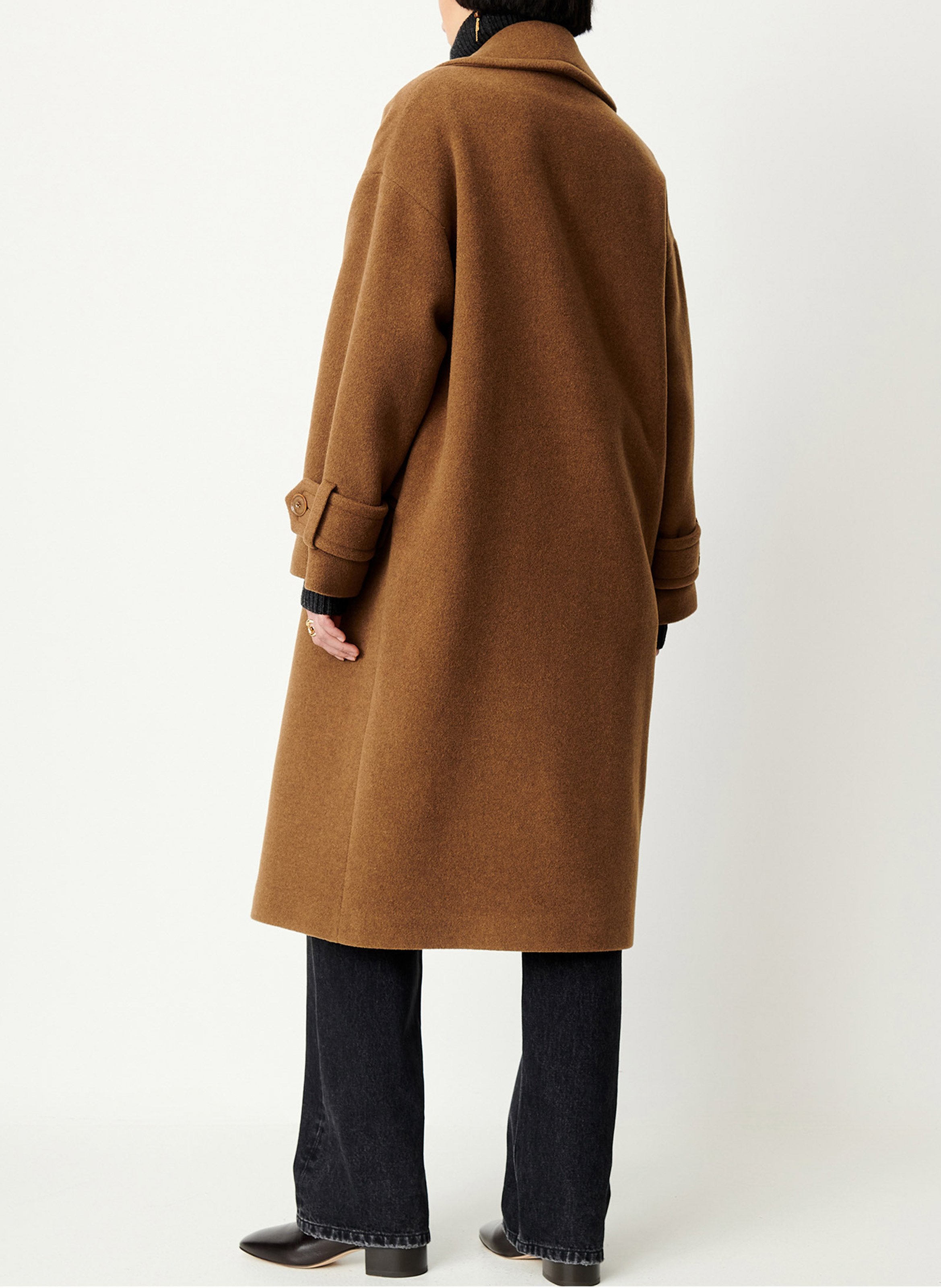 Manteau droit col tailleur en laine mélangée mia SESSUN Marron