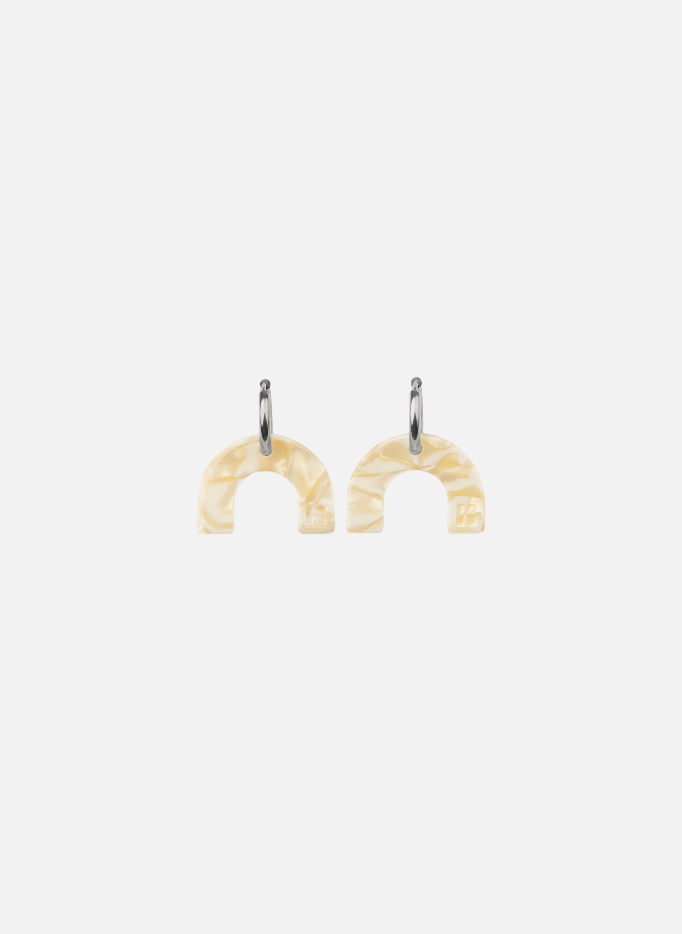 Boucles d'oreilles arc-en-ciel avec anneaux en acier inoxydable argenté KURAGE GINZA Beige