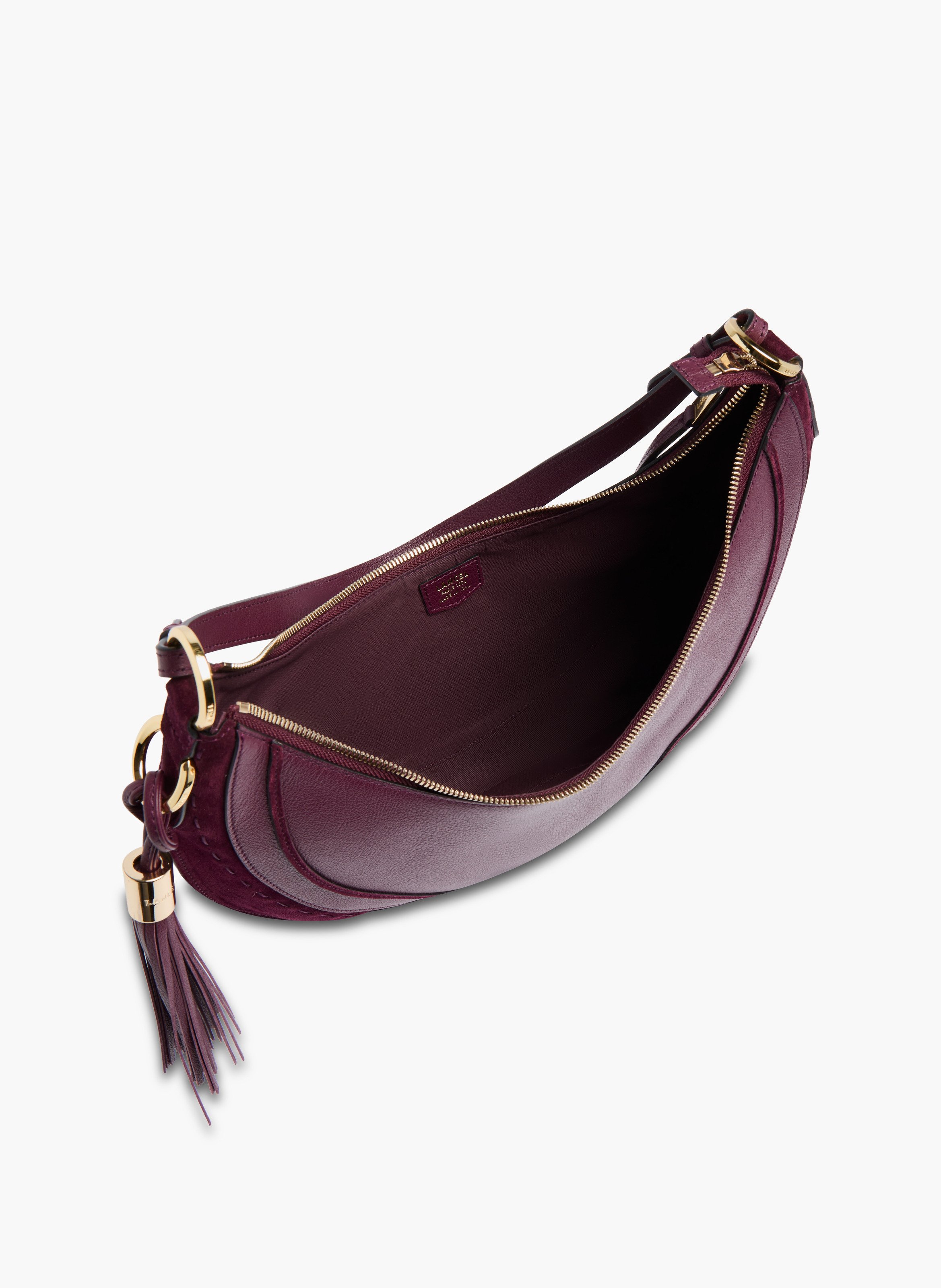 Sac hobo hoboheme de lancel en animation suede : cuirs de vachette suede & graine LANCEL Violet