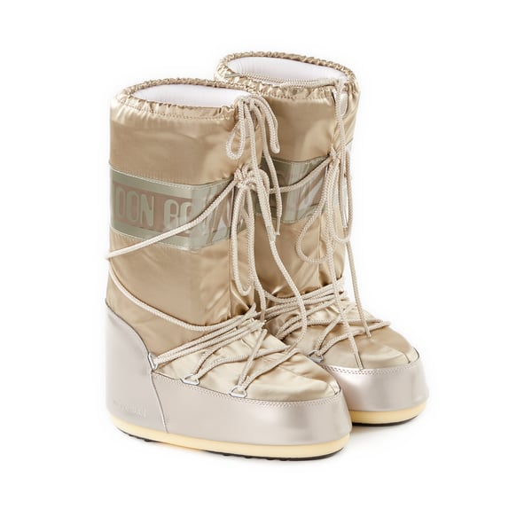 Moon Boot Moonboot Metallic Boots With Lace-up Design In Neutral
