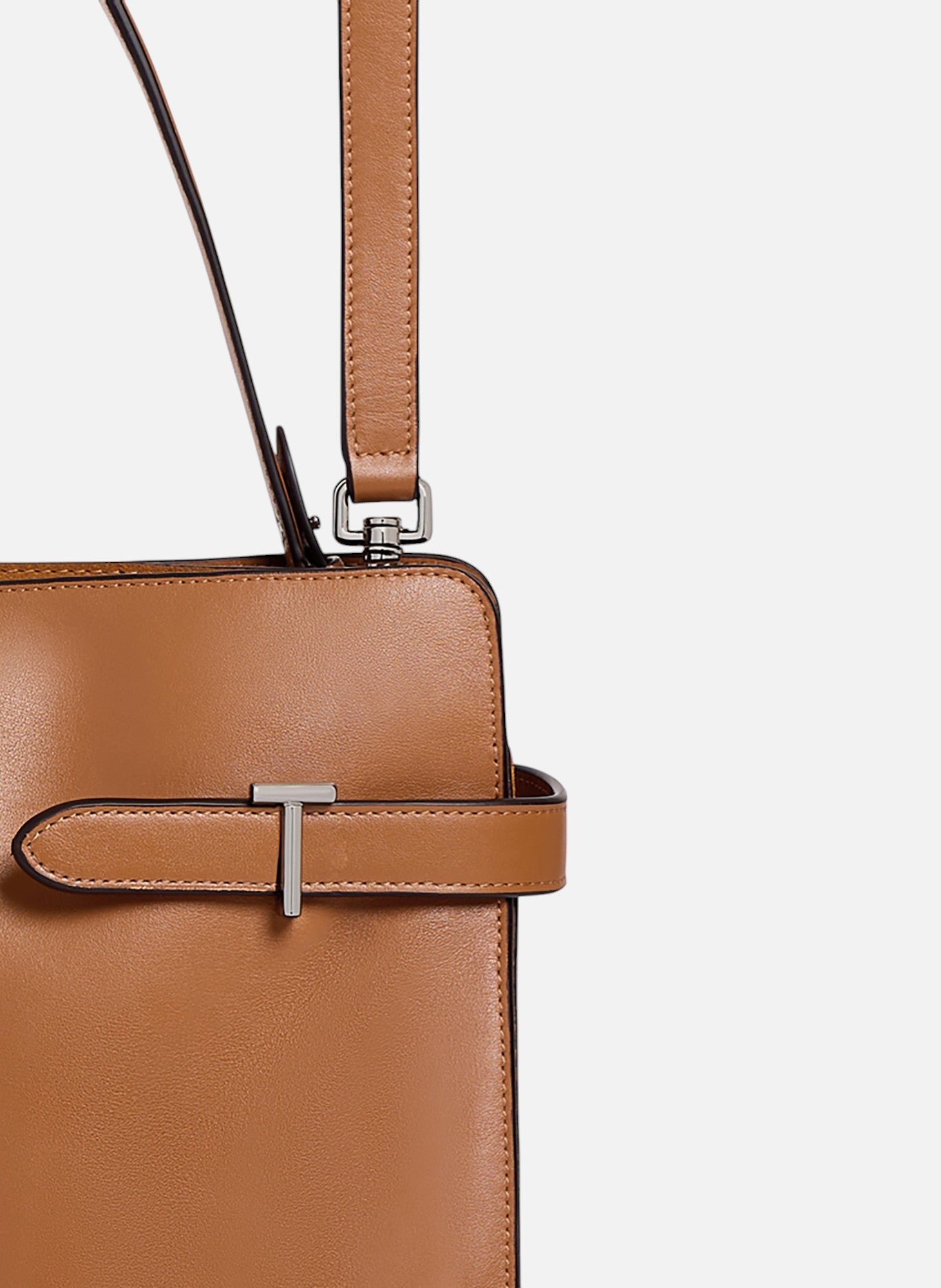 Sac porté épaule grand modèle emie en cuir lisse et nubuck Marron