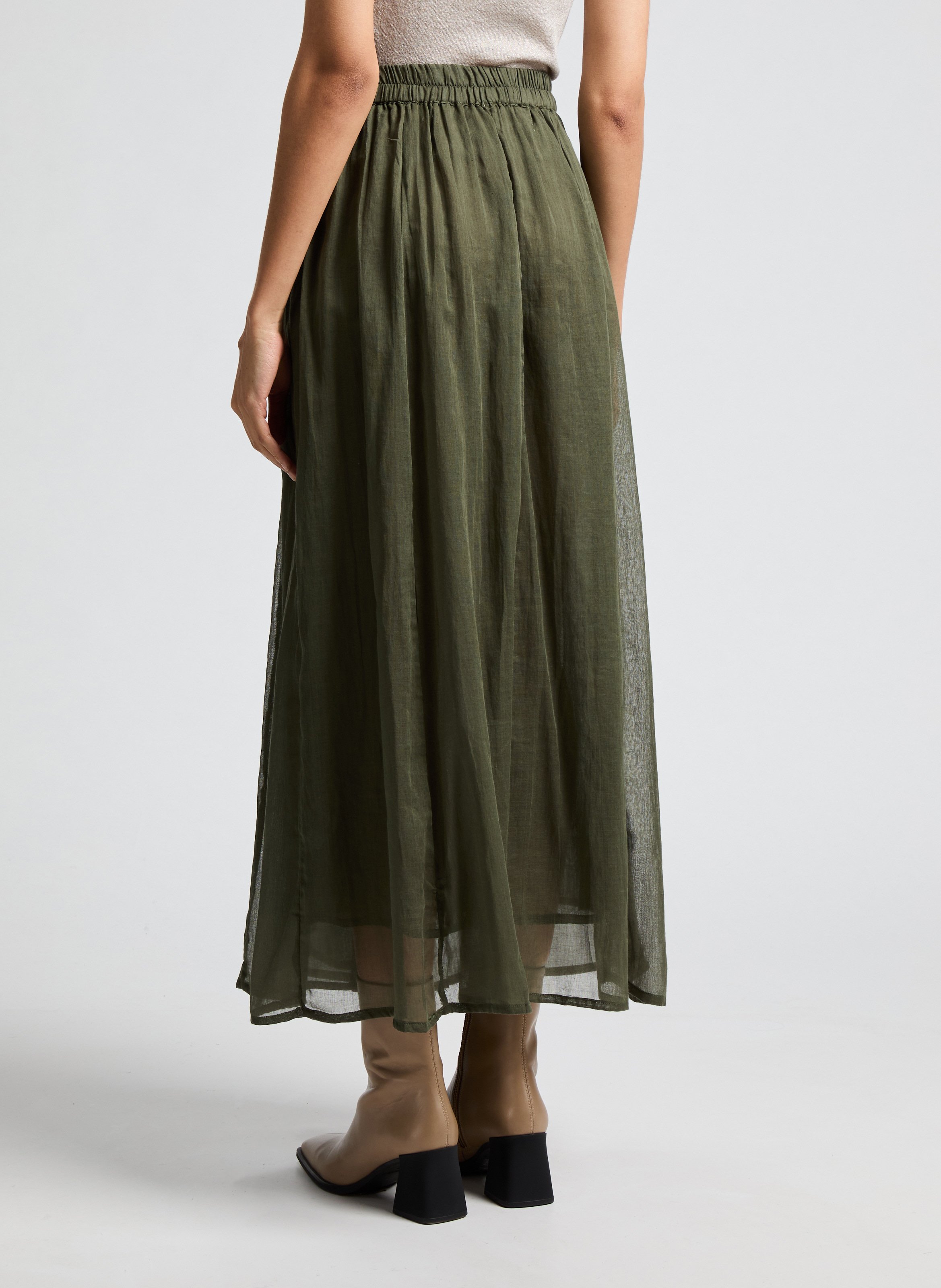 Jupe longue Caro en coton SAISON 1865 Kaki