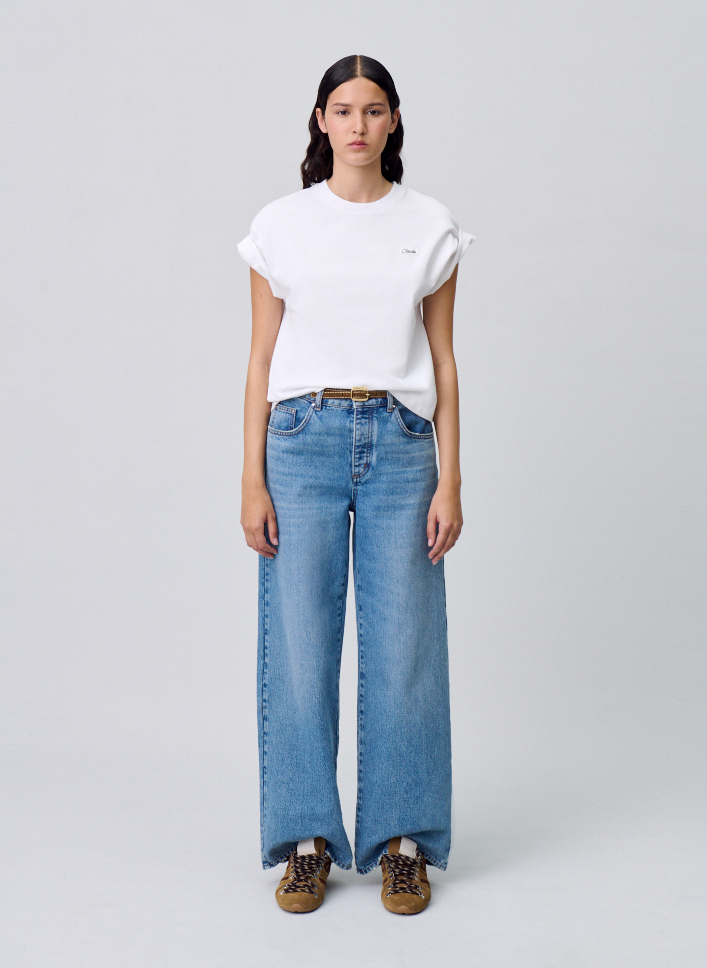 Tee-shirt col rond en coton CLAUDIE PIERLOT Blanc