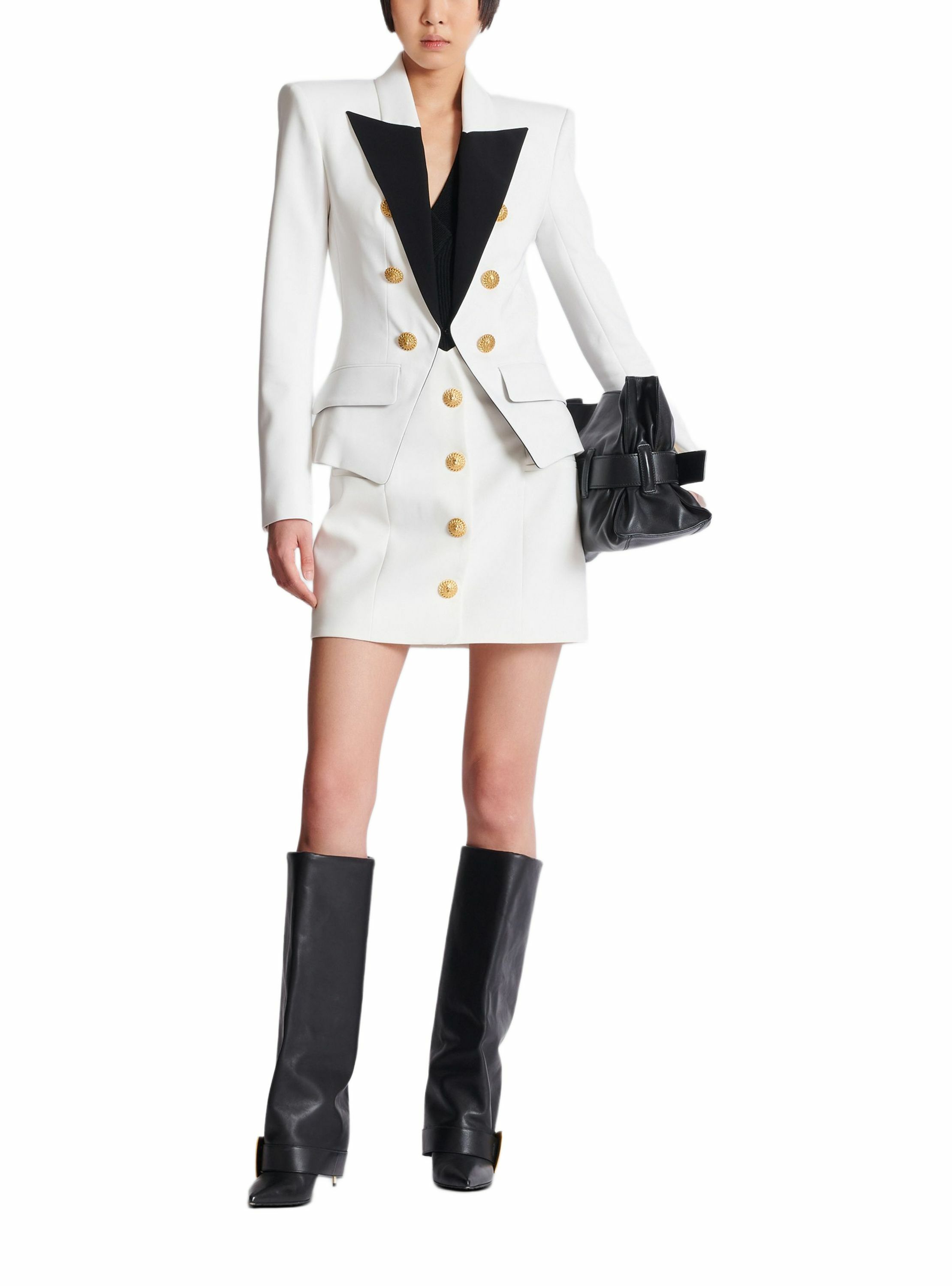 Veste 6 boutons bicolore BALMAIN Blanc