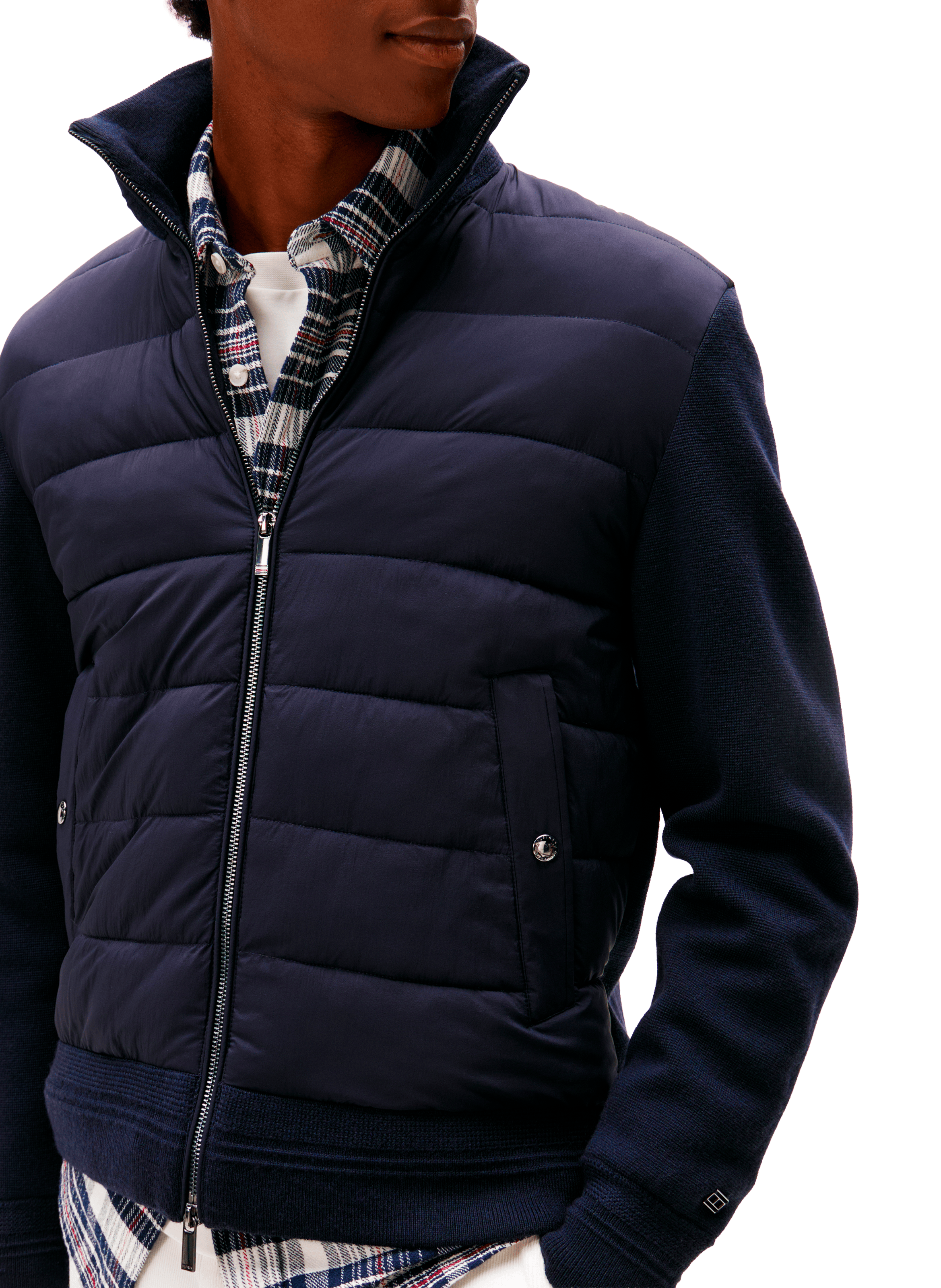 Two-tone jacket with high collar TOMMY HILFIGER Blue