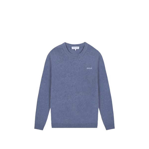 Pull droit Amour brodé en laine vierge Pull droit Amour brodé en laine vierge