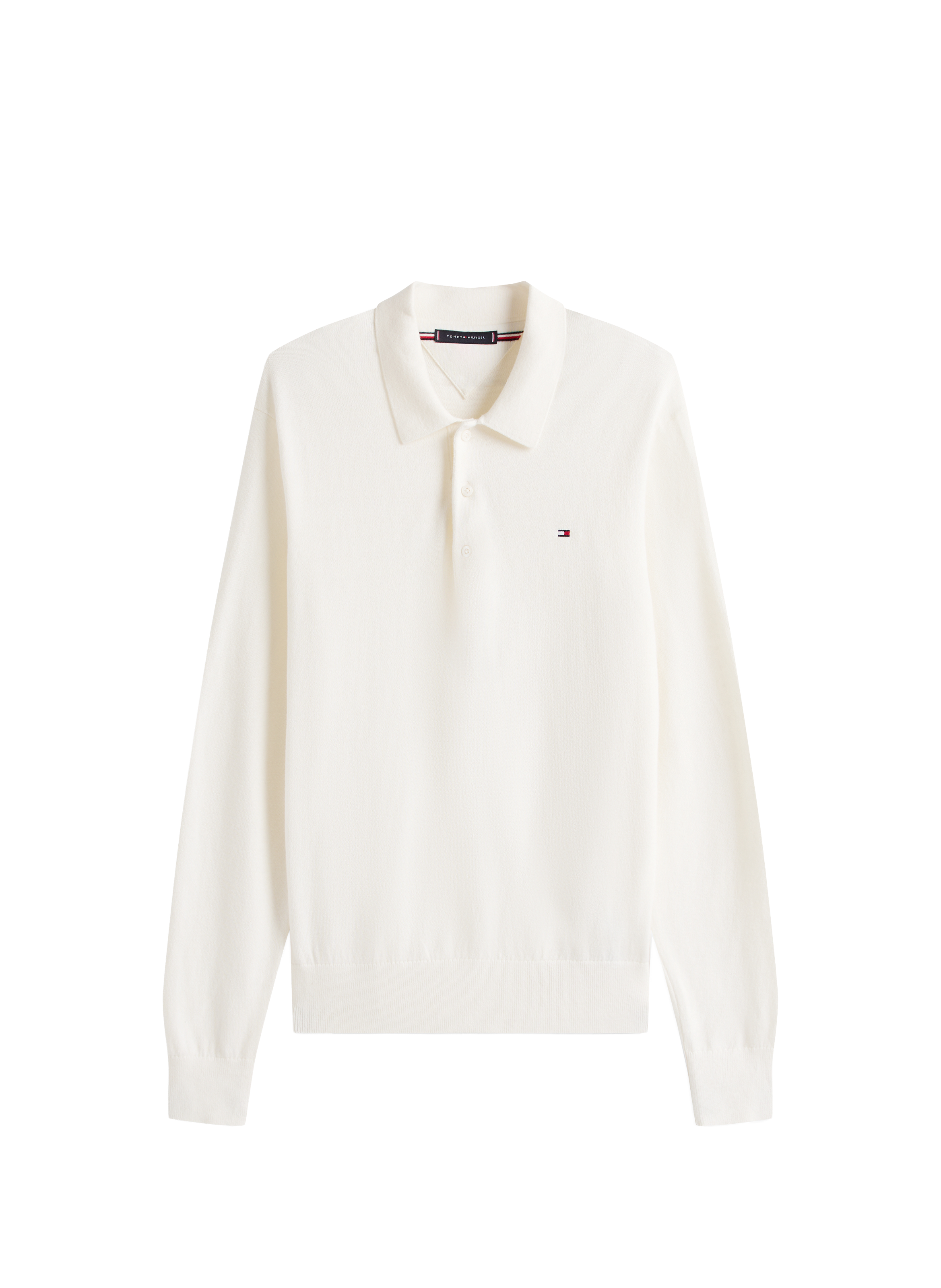Solid long-sleeved polo in cotton and cashmere TOMMY HILFIGER Beige