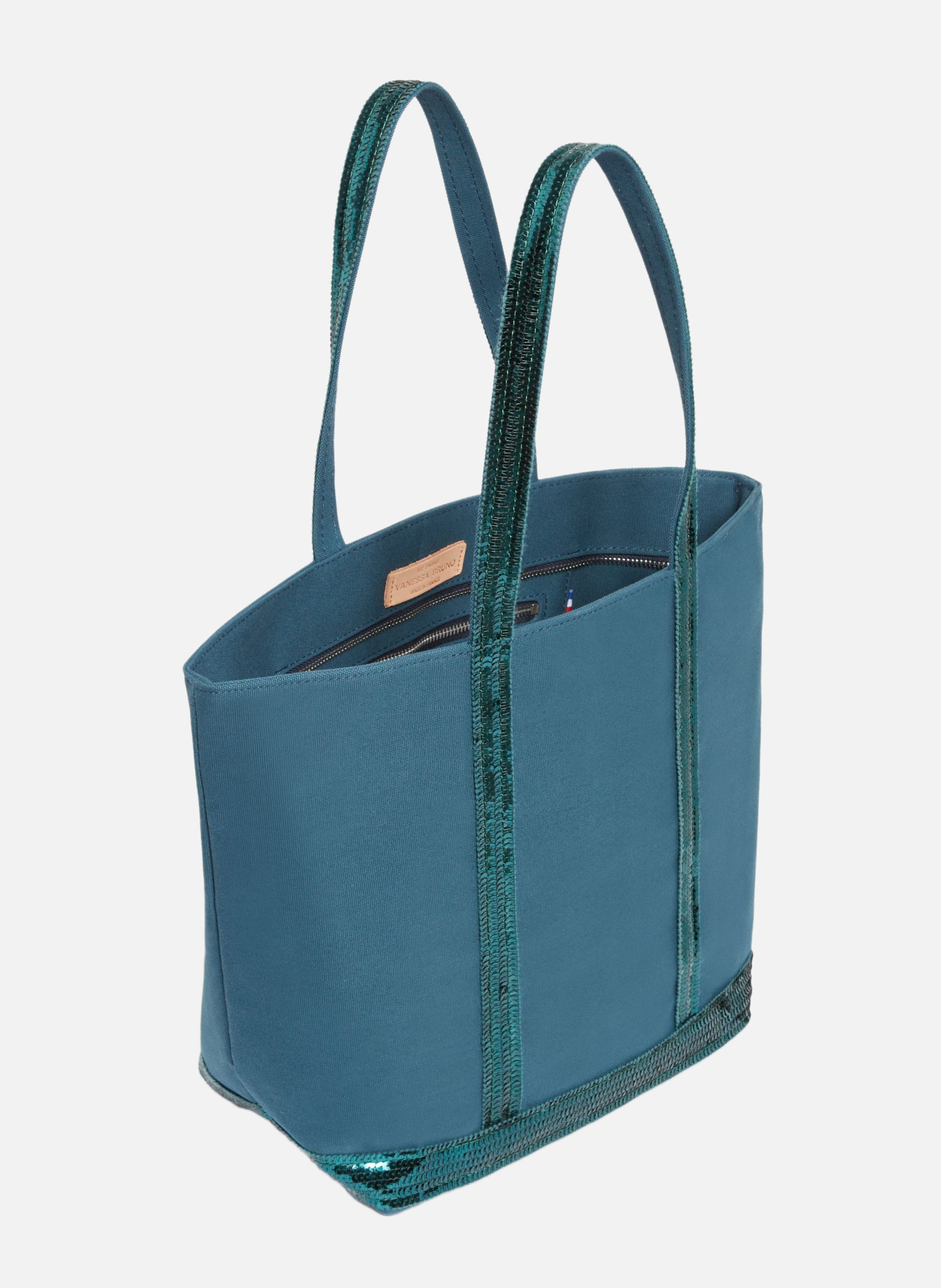 Cabas m zippé en toile Vert