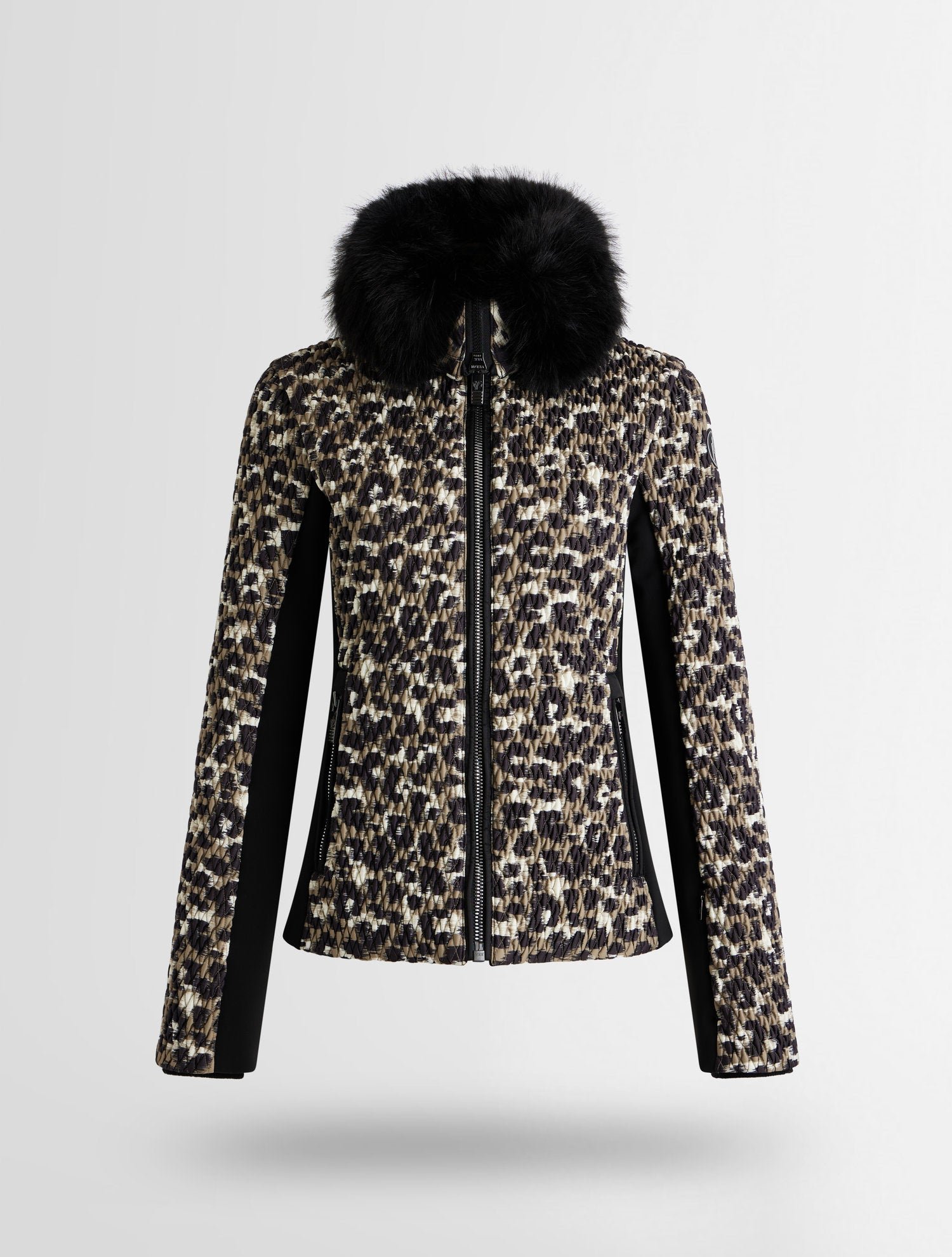 Veste de ski montana leopard col tailleur coupe ajustée FUSALP Beige