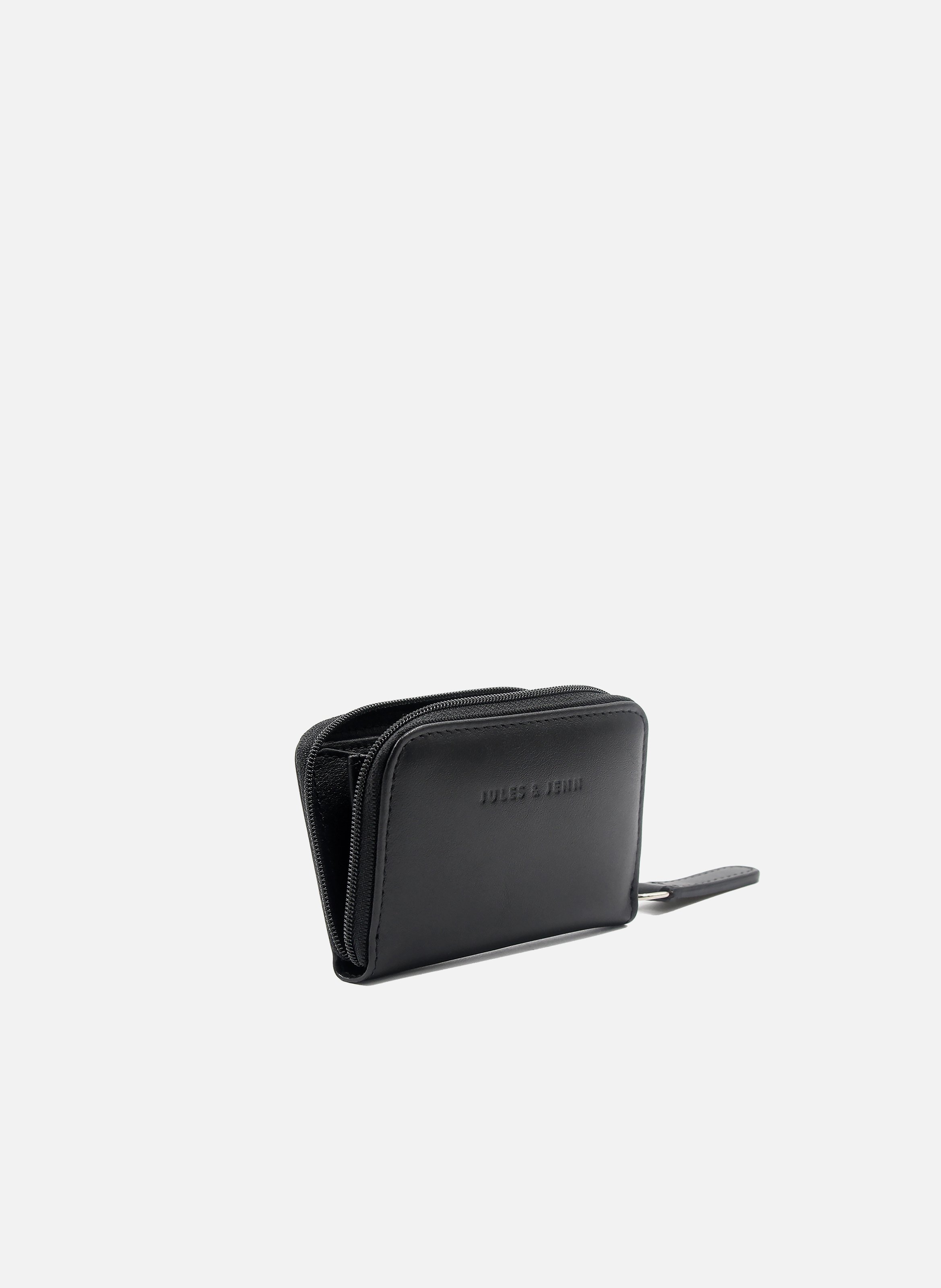 Porte-monnaie cuir lisse Noir