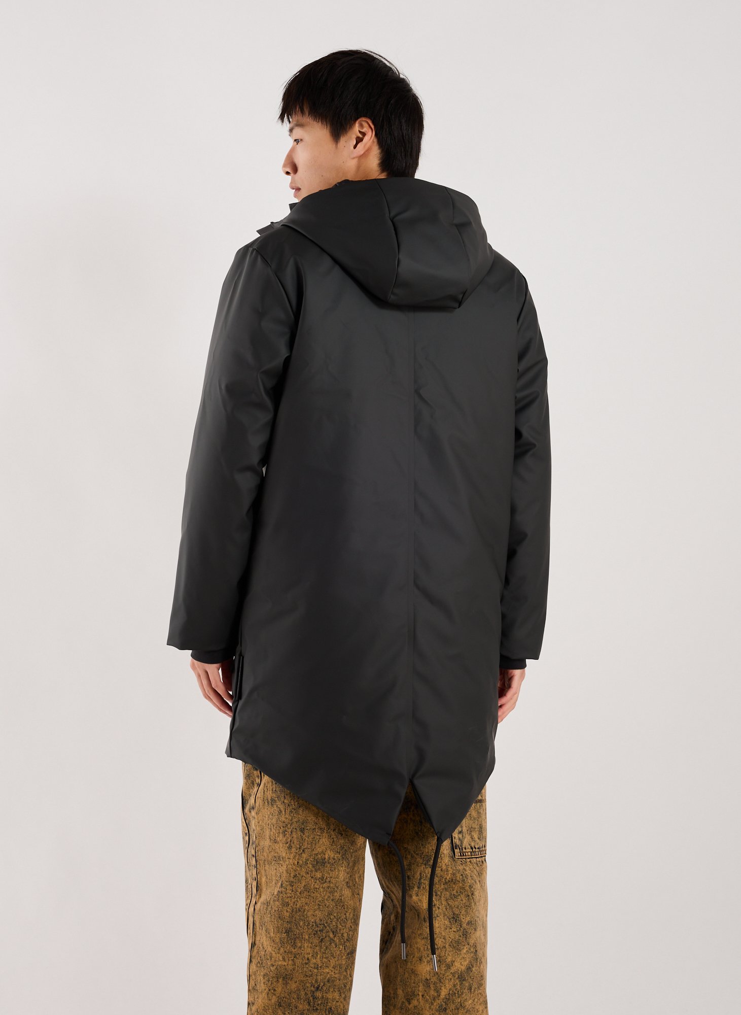 Mid-length hooded jacket RAINS Black