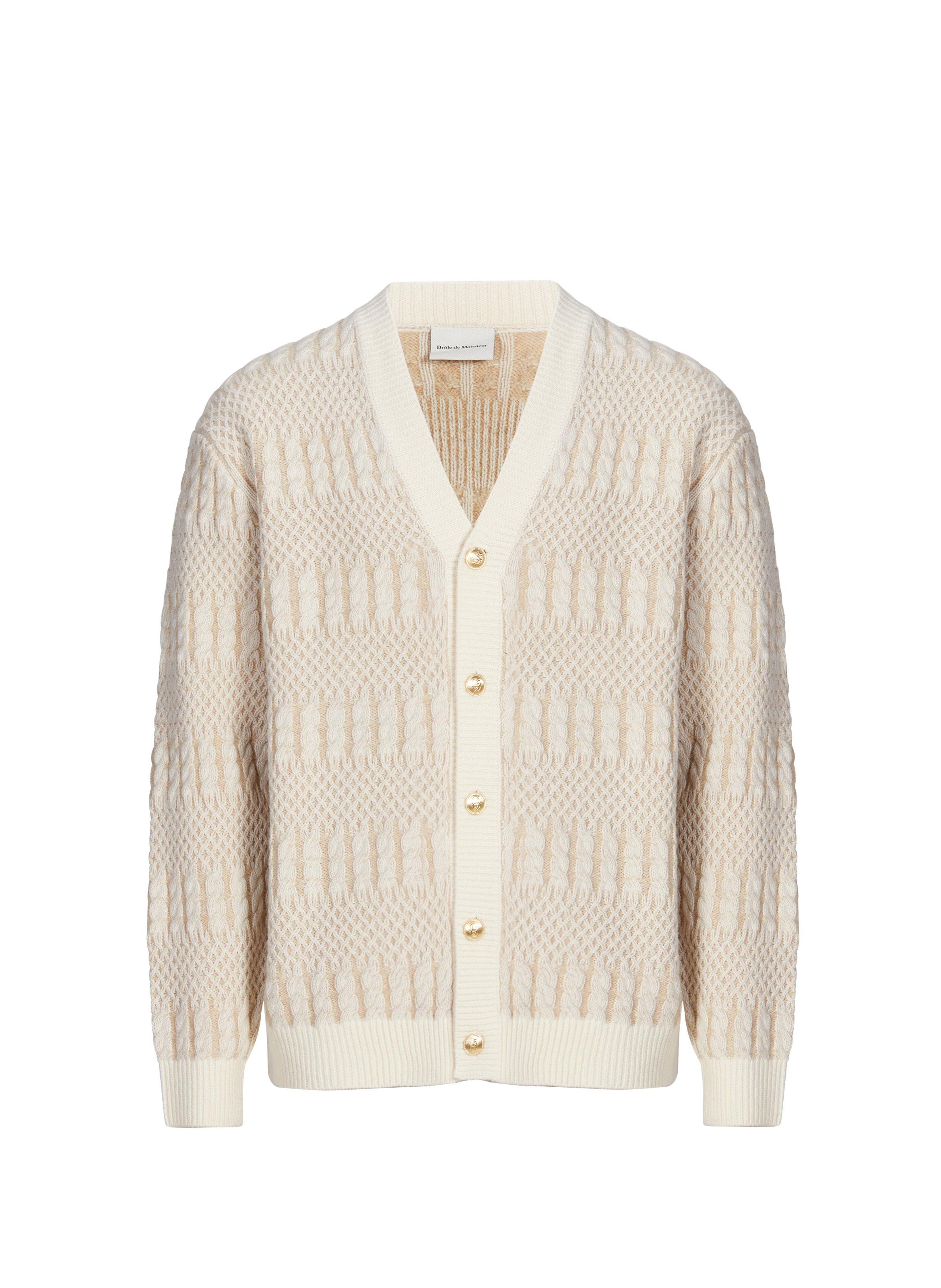 DROLE DE MONSIEUR The Twisted Wool Cardigan Beige
