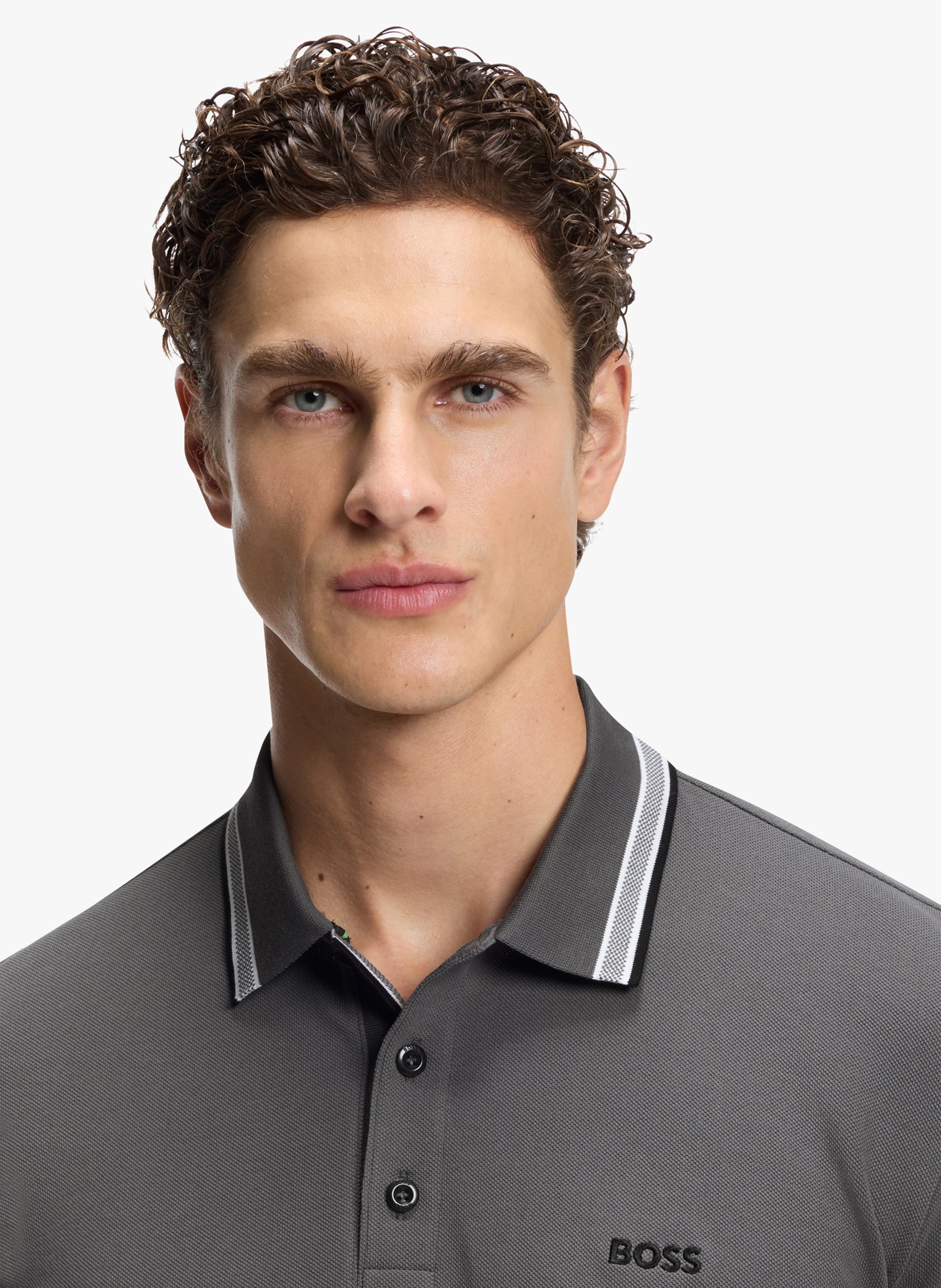 Polo regular fit en coton BOSS Argent