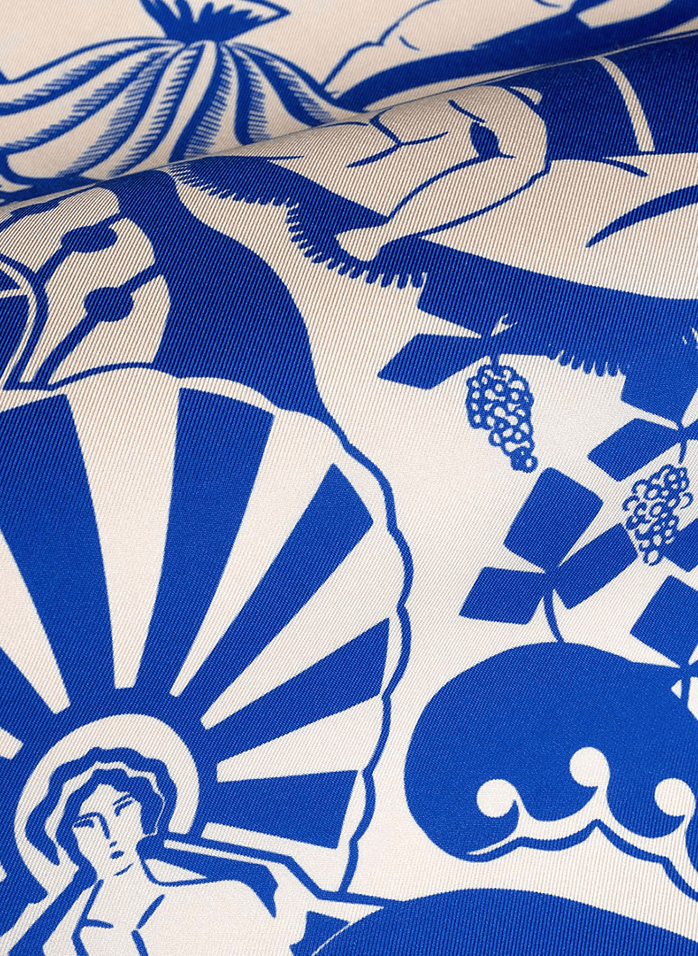 Massalia Outremer - Carré 45 imprimé en soie PETITJEAN PARIS Bleu