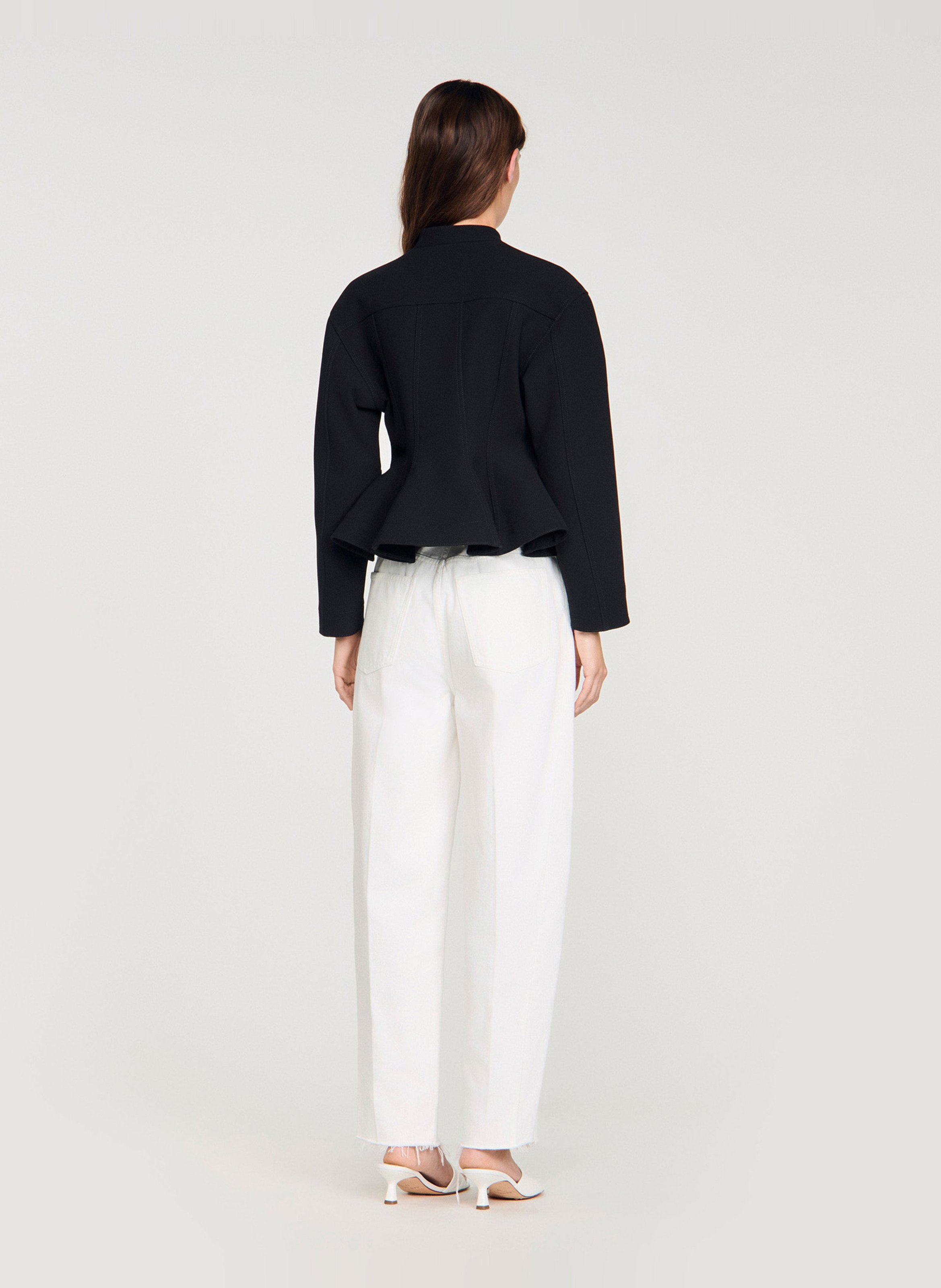 Veste courte boutonnée à volants SANDRO Noir