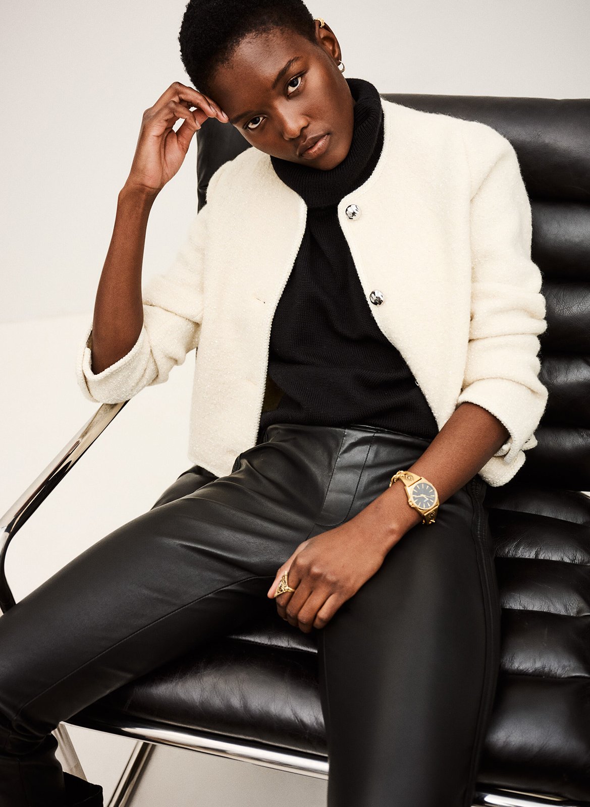 Veste courte boutonnée en maille bouclée ceredith BA&SH Beige