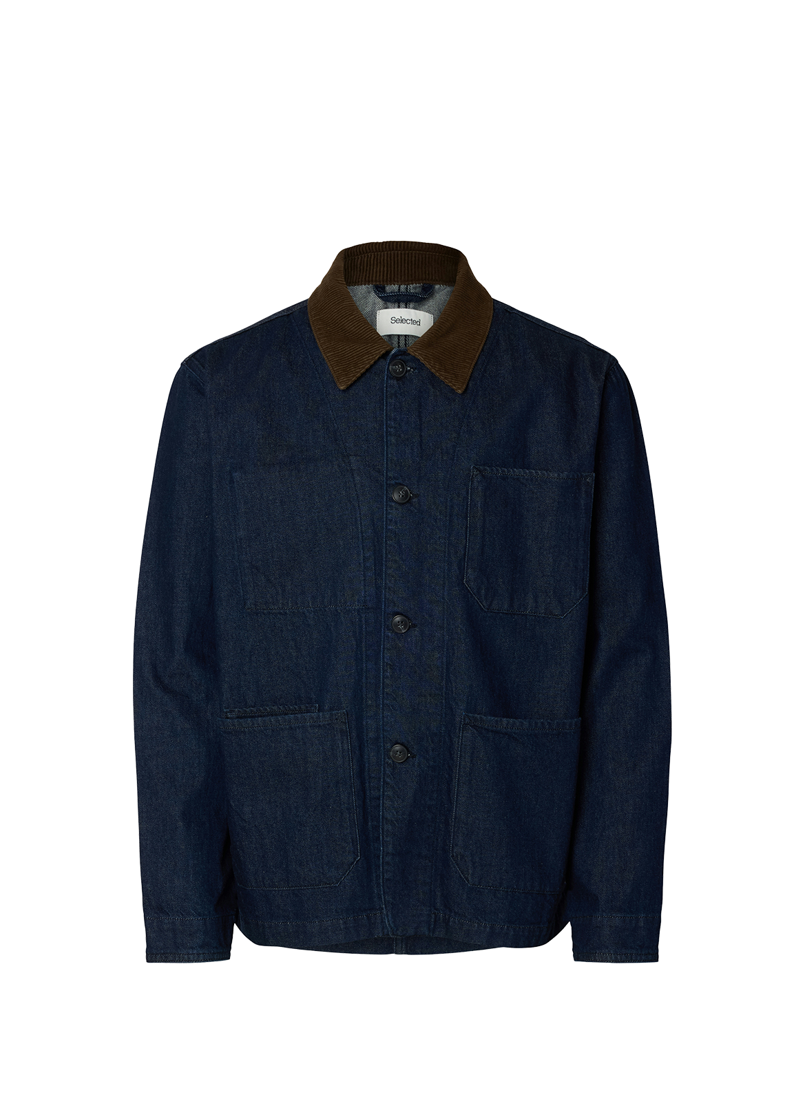 Veste à col côtelé en coton SELECTED Bleu