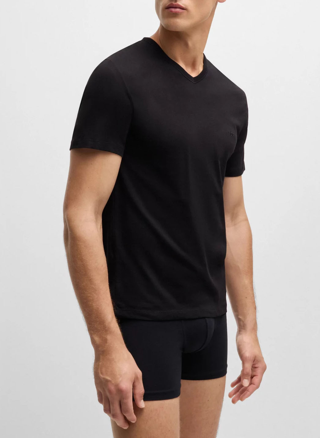 Lot de 3 tee-shirts col v brodé en coton BOSS Bleu