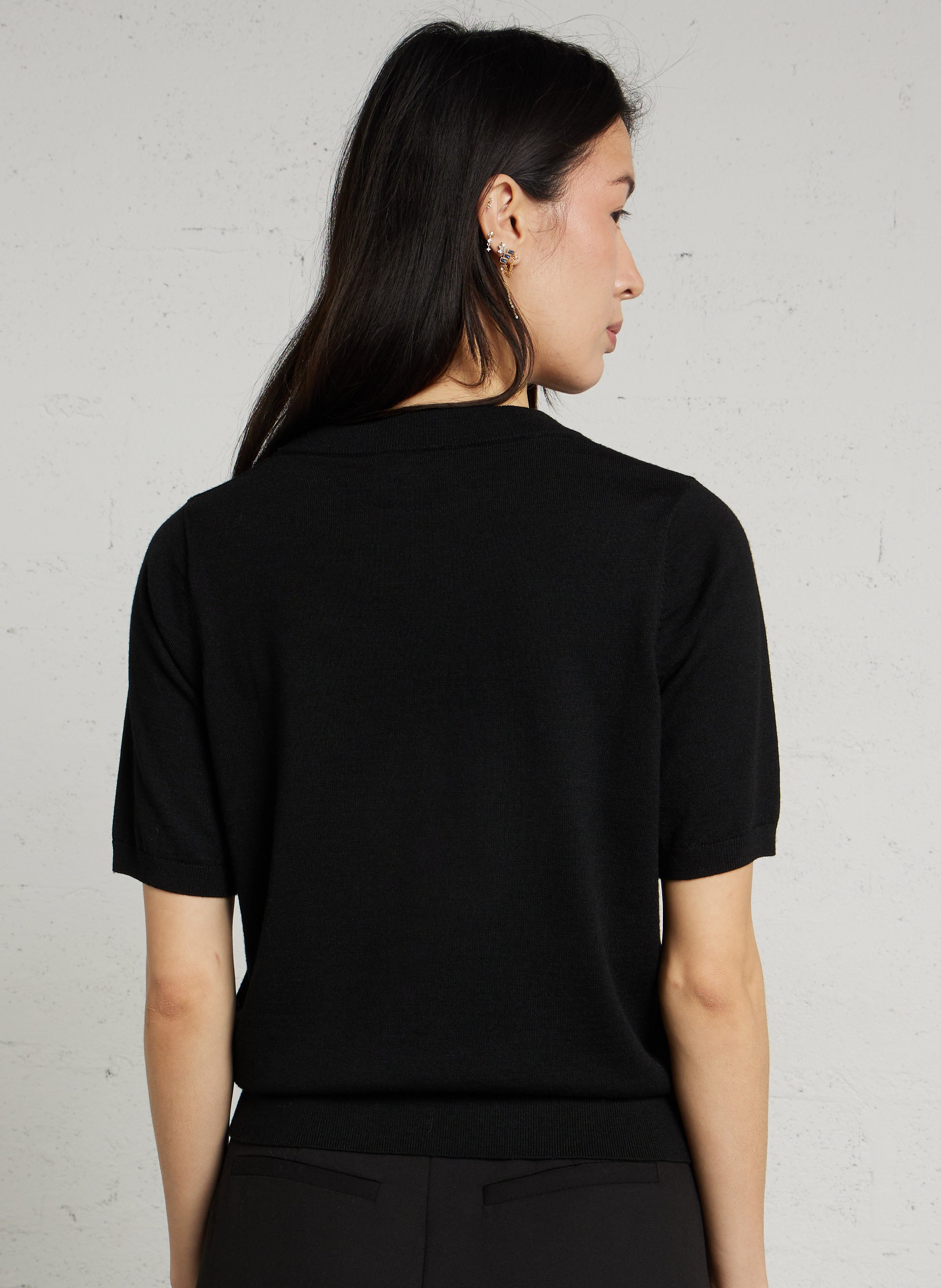 Pull droit col rond en maille mélangée Payton bis MAISON 123 Noir