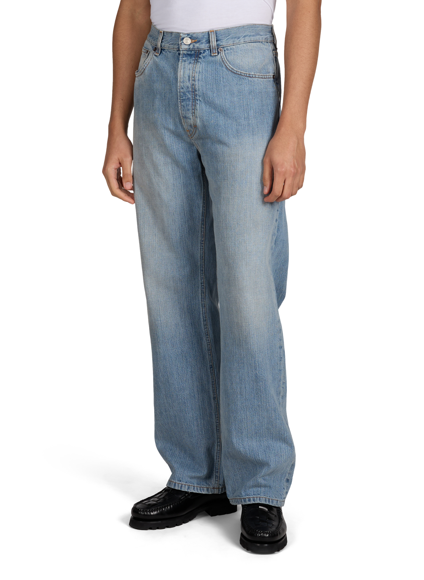 Jean droit décontracté en coton JEANERICA DENIM Bleu