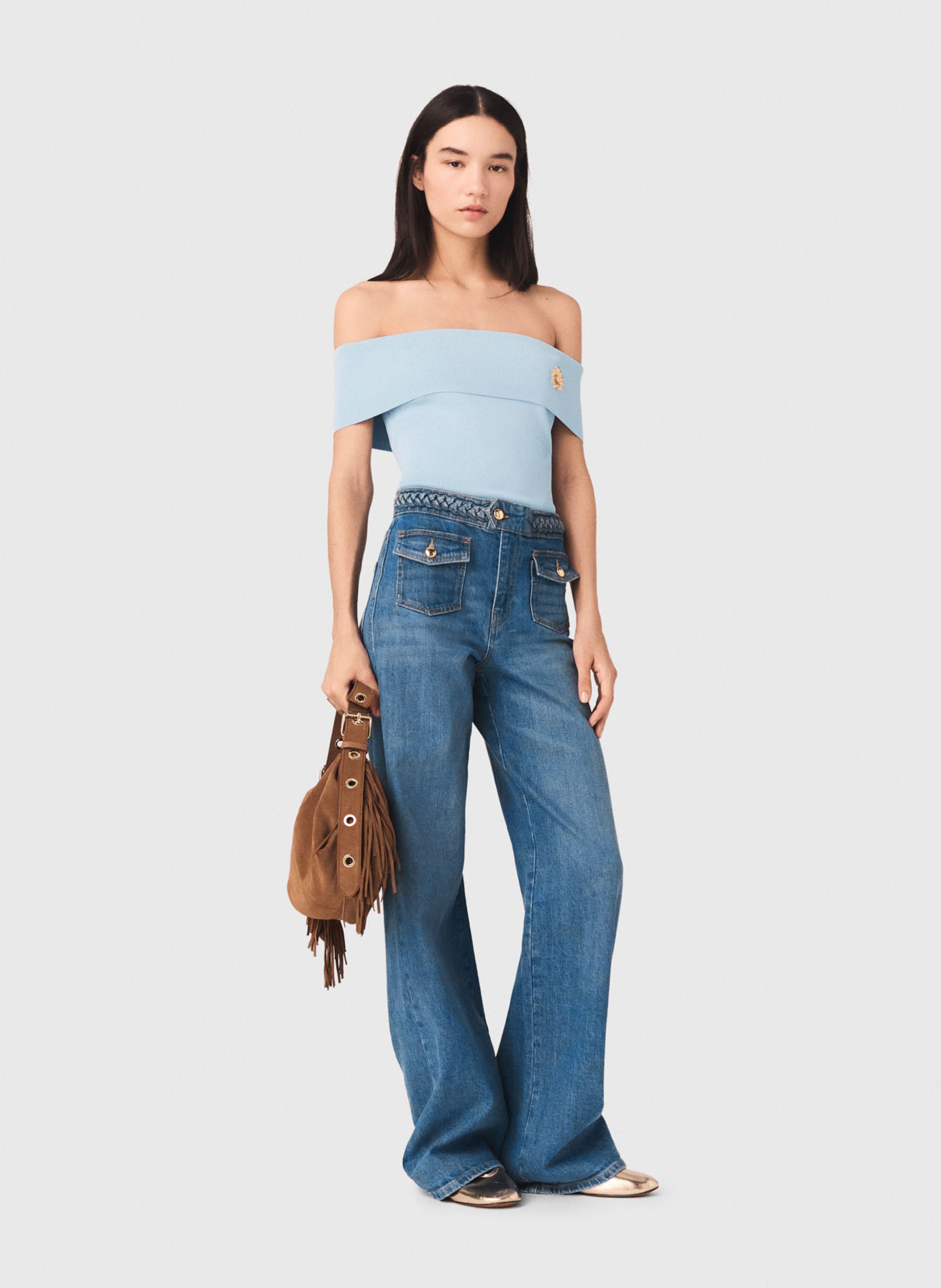 Jean patte d'eph en coton mélangé MAJE Bleu