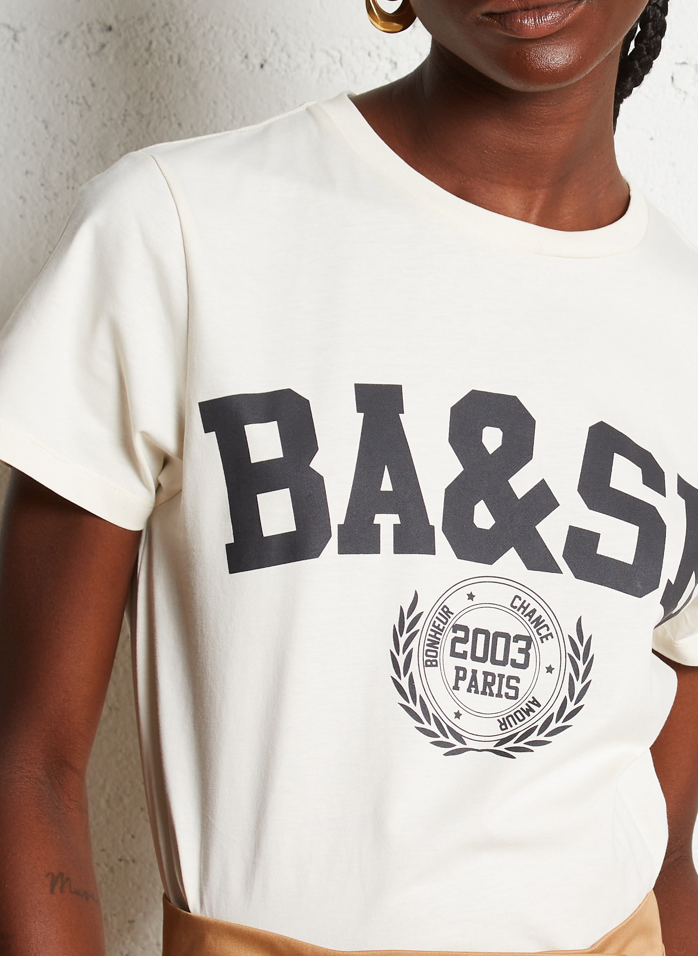 Tee-shirt col rond en coton ioni BA&SH Beige