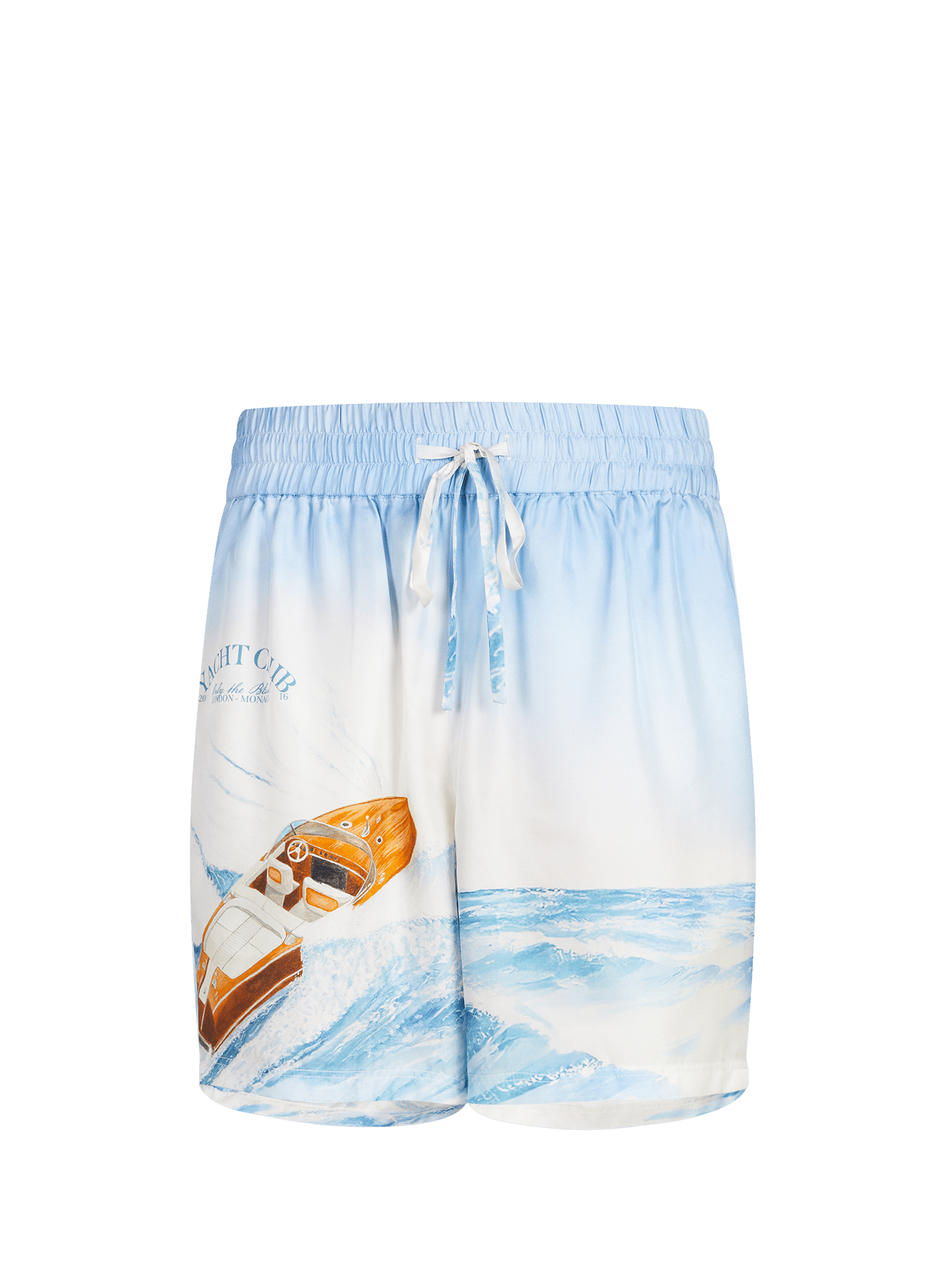 Short printed Sea Wave in silk ONLY THE BLIND Blue