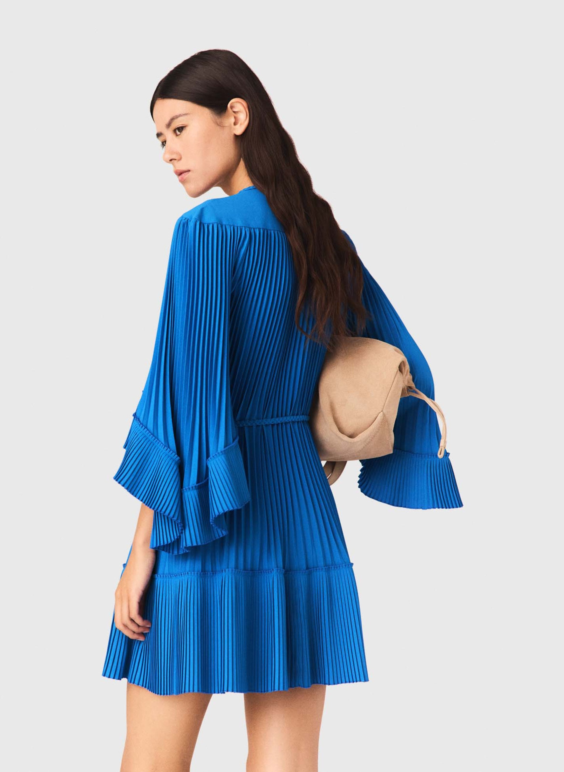 Robe courte plissée MAJE Bleu