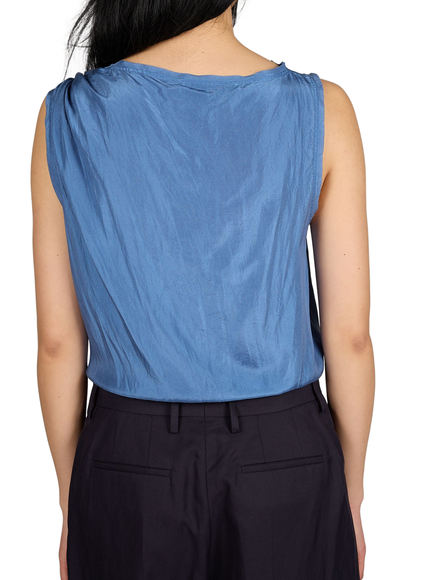 Top sans manches en soie TELA Bleu