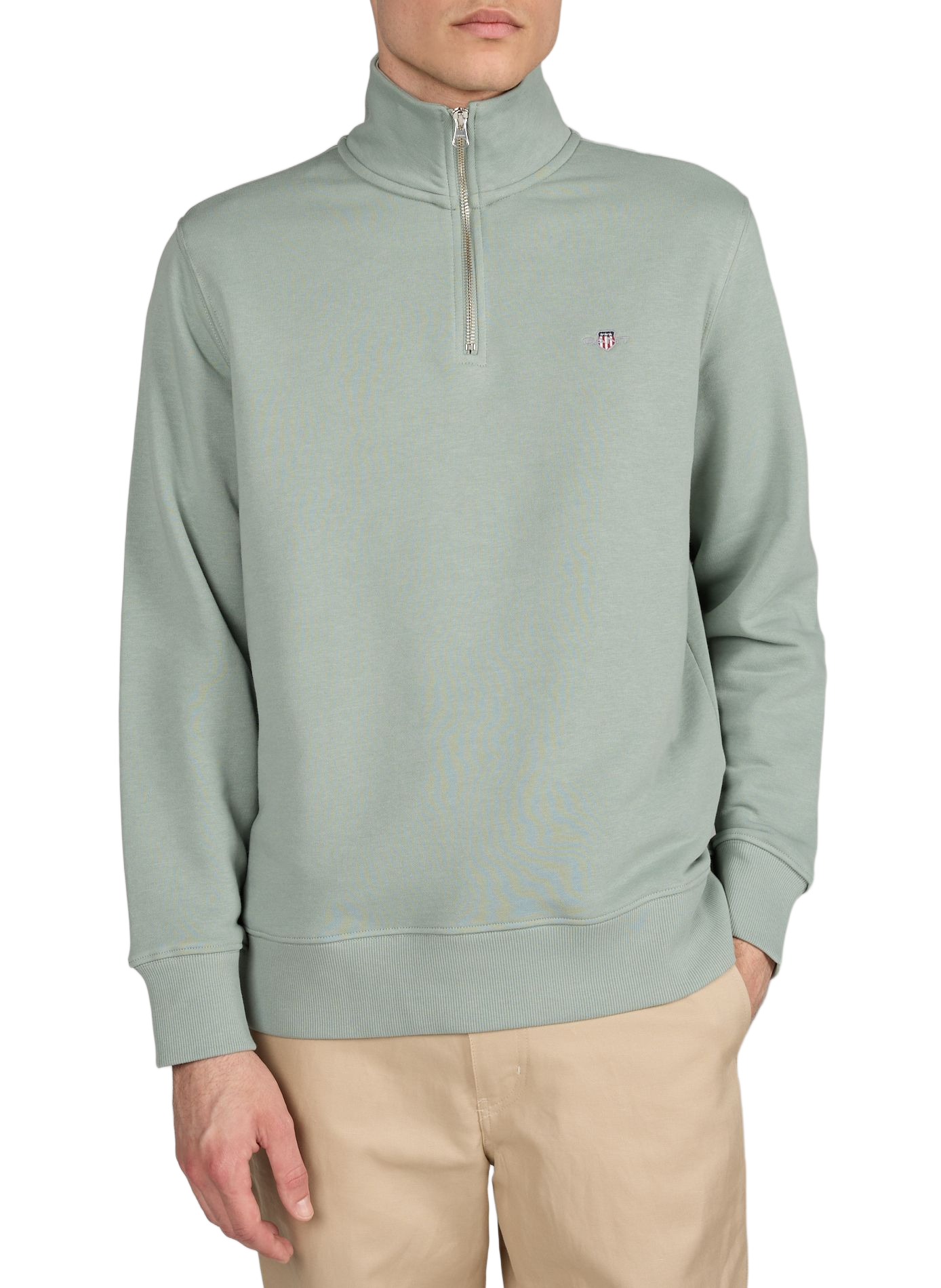 Cotton half-zip sweatshirt GANT Green