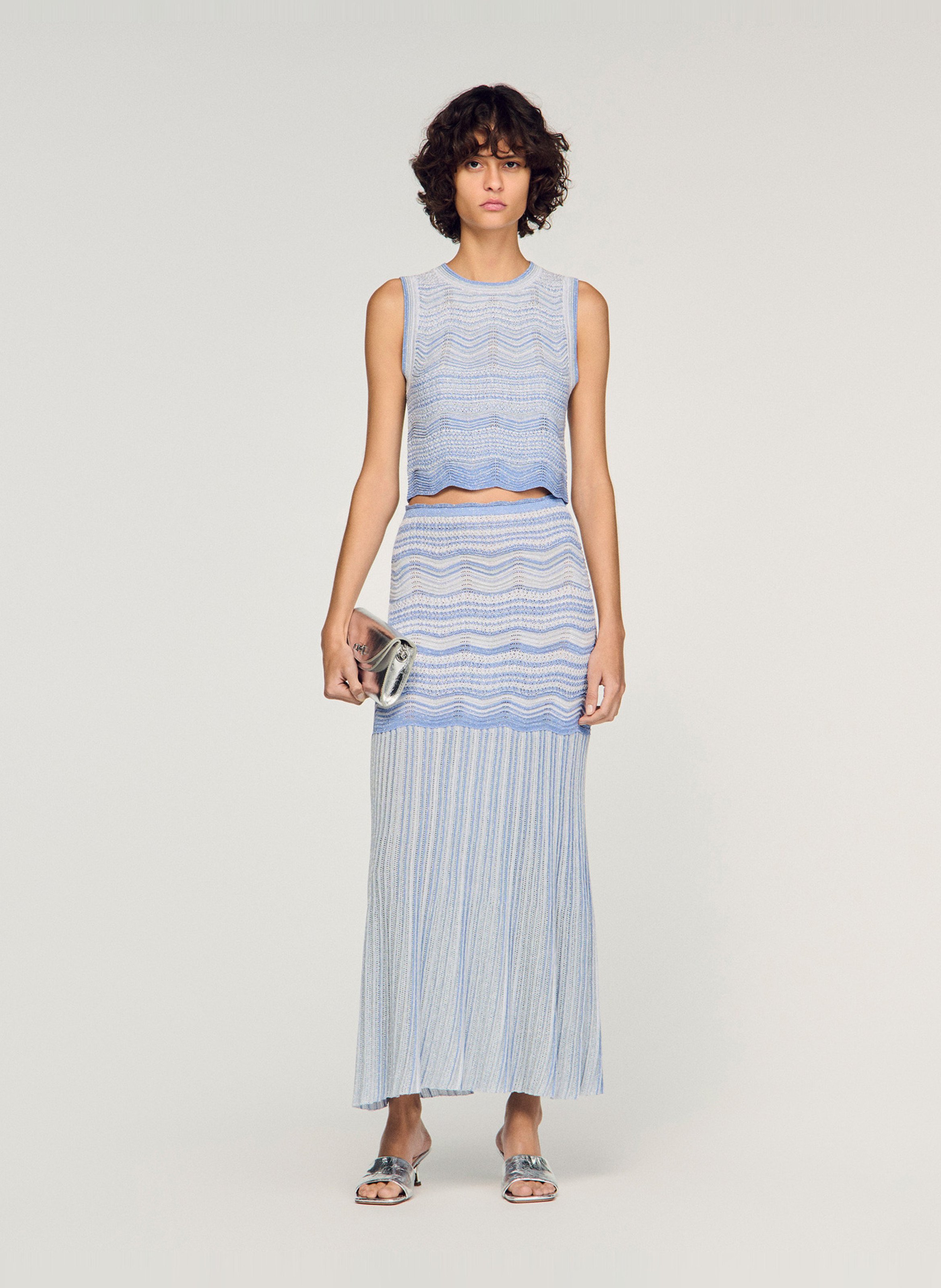 Top en maille fantaisie SANDRO Bleu