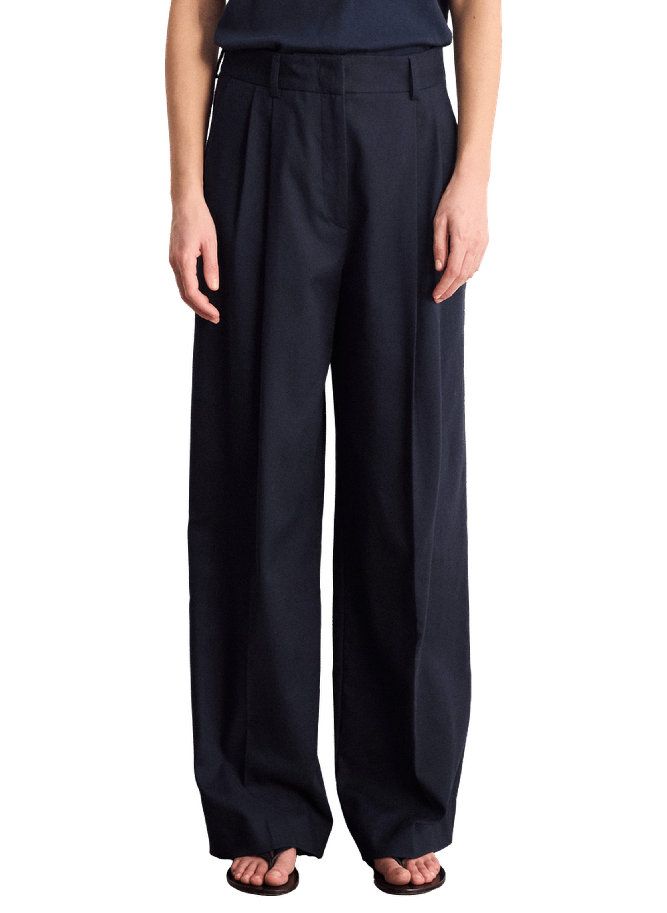 Pantalon à pinces en coton - bibaia PABLO Bleu