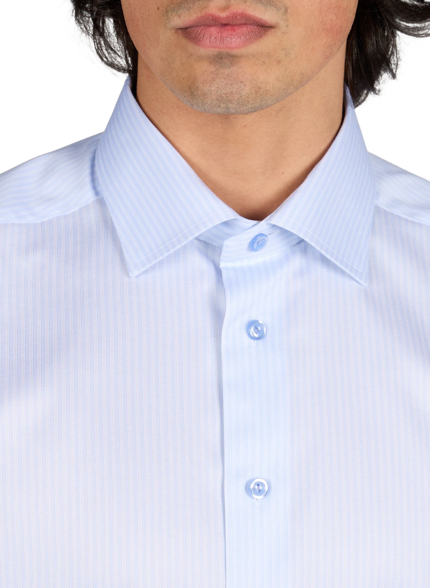 Chemise droite rayée Signature en coton ETON Bleu