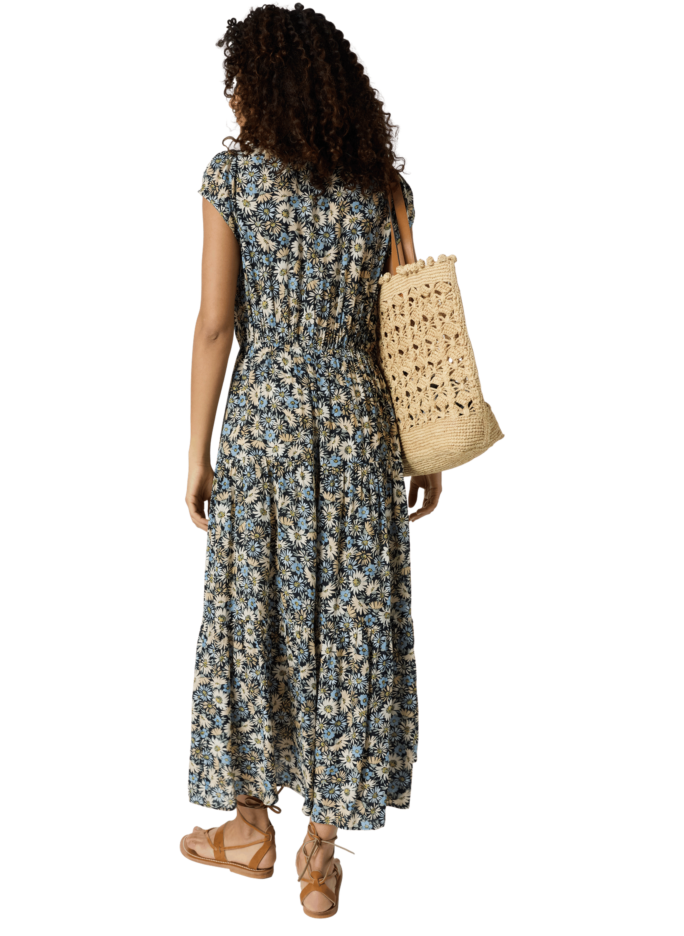 Robe longue et cintrée à fleurs - reina Bleu