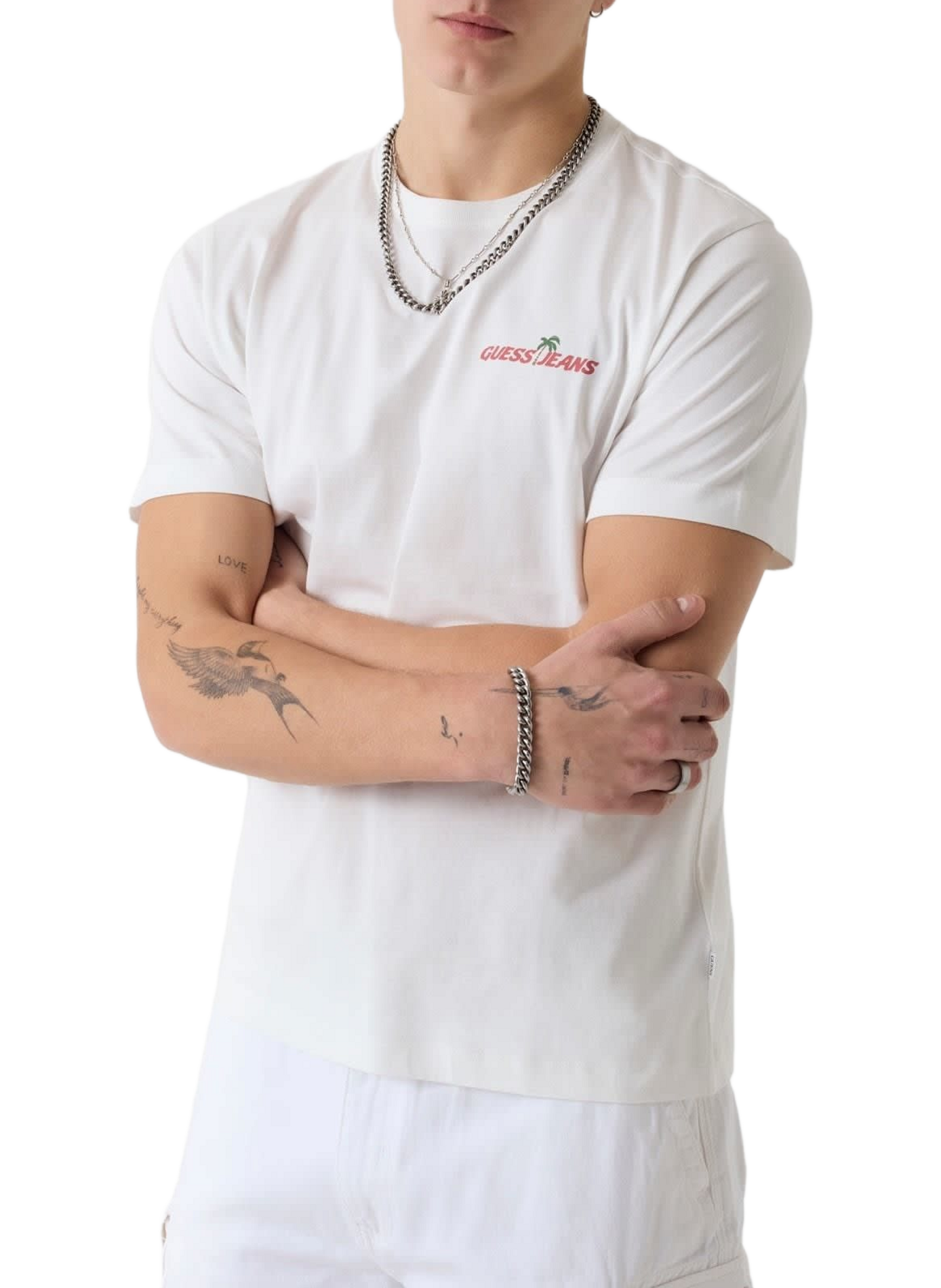 Cotton round-neck T-shirt GUESS White