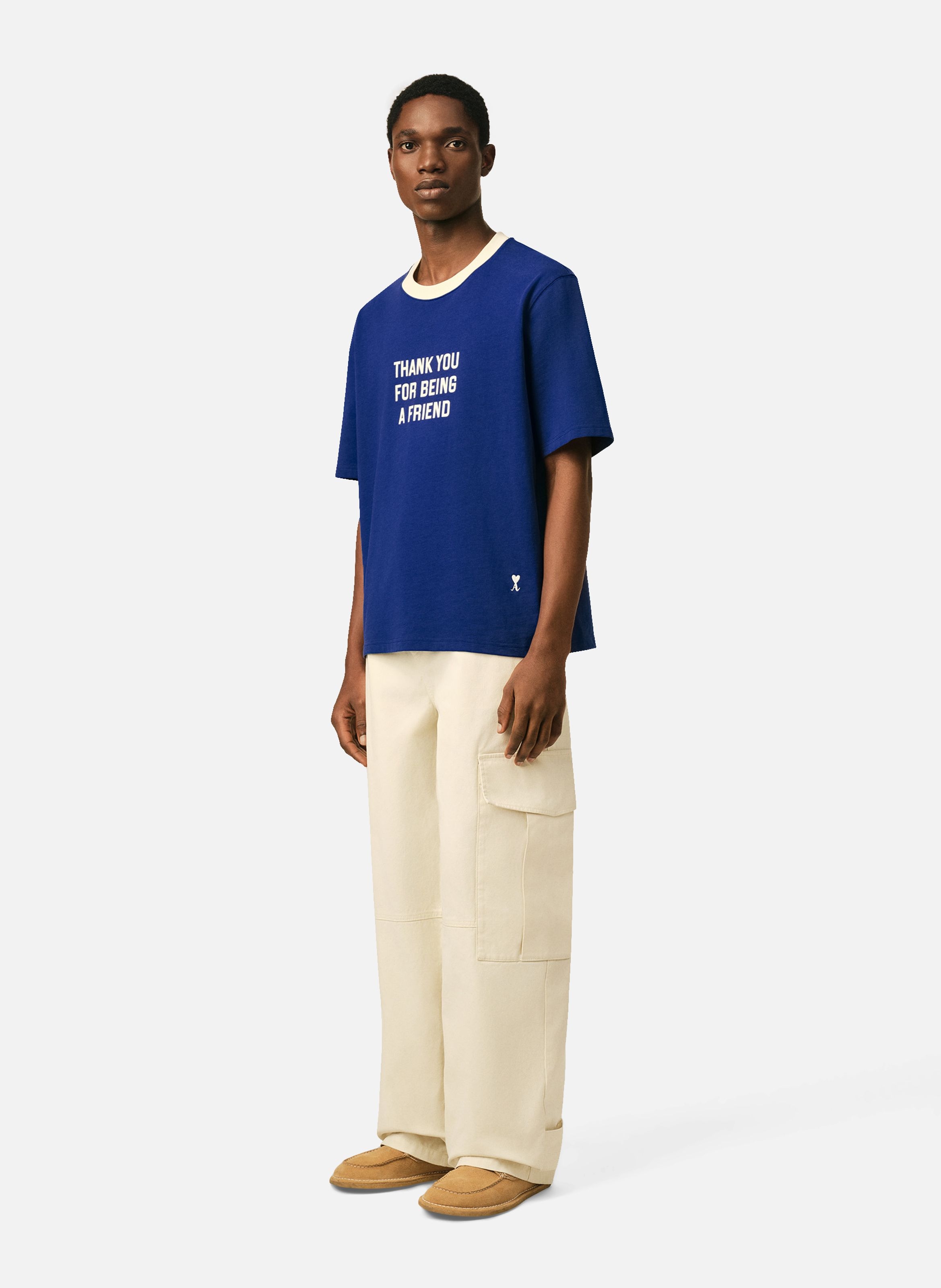 T-shirt thank you for being à friend unisexe en coton AMI PARIS Bleu