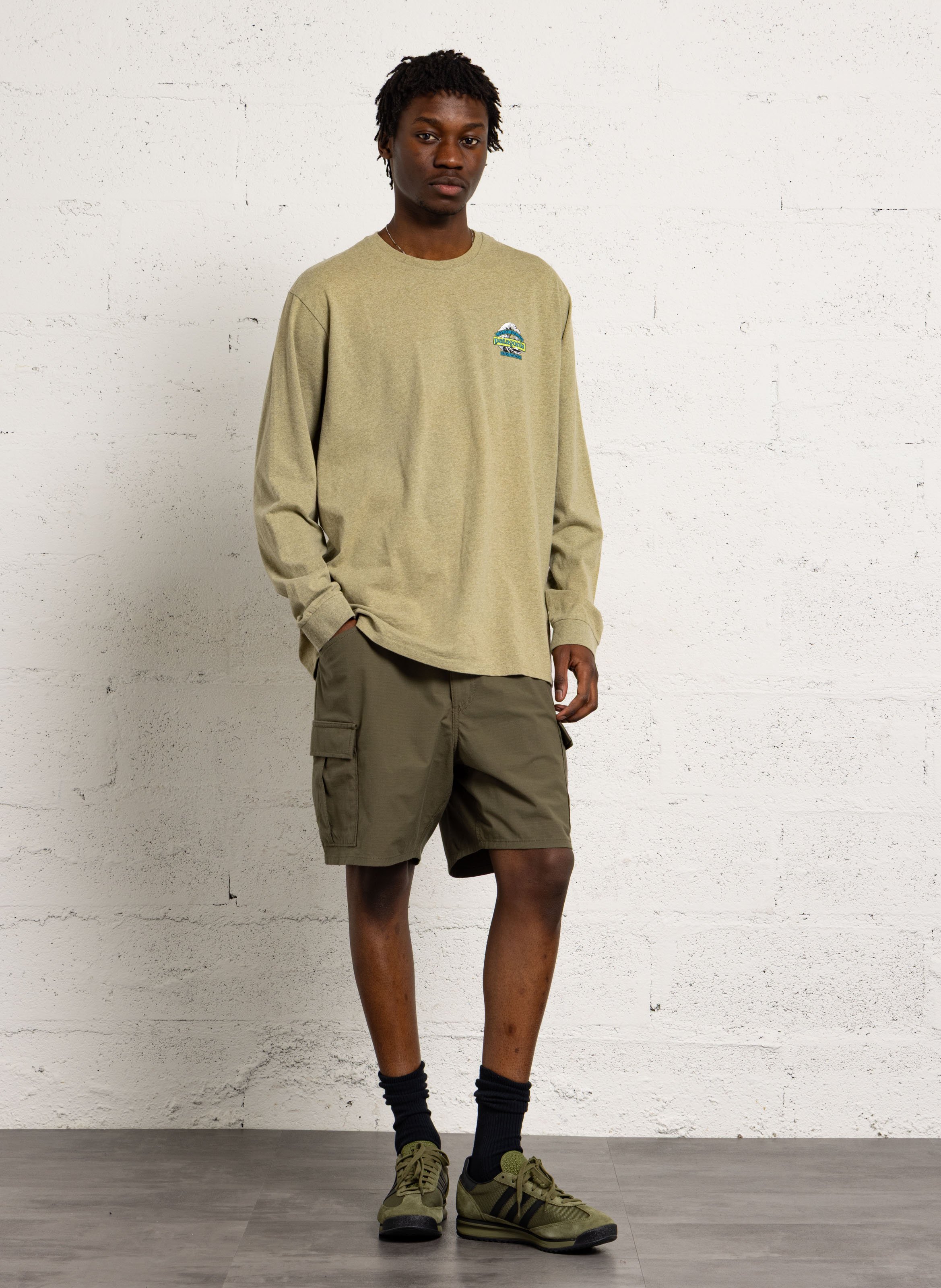 Straight round-neck t-shirt in blended recycled cotton PATAGONIA Beige