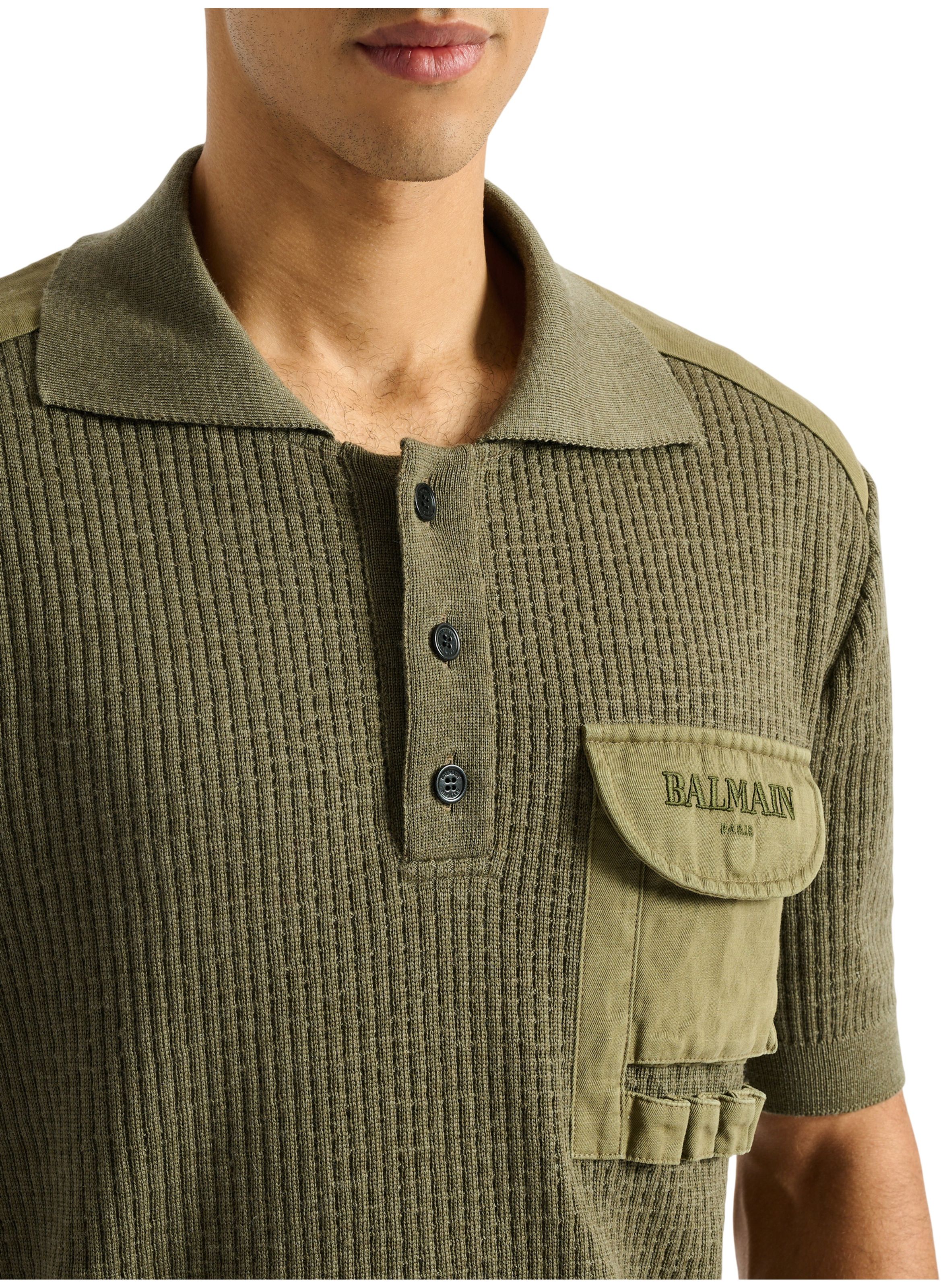 Polo balmain vintage utility en maille côtelée BALMAIN Vert