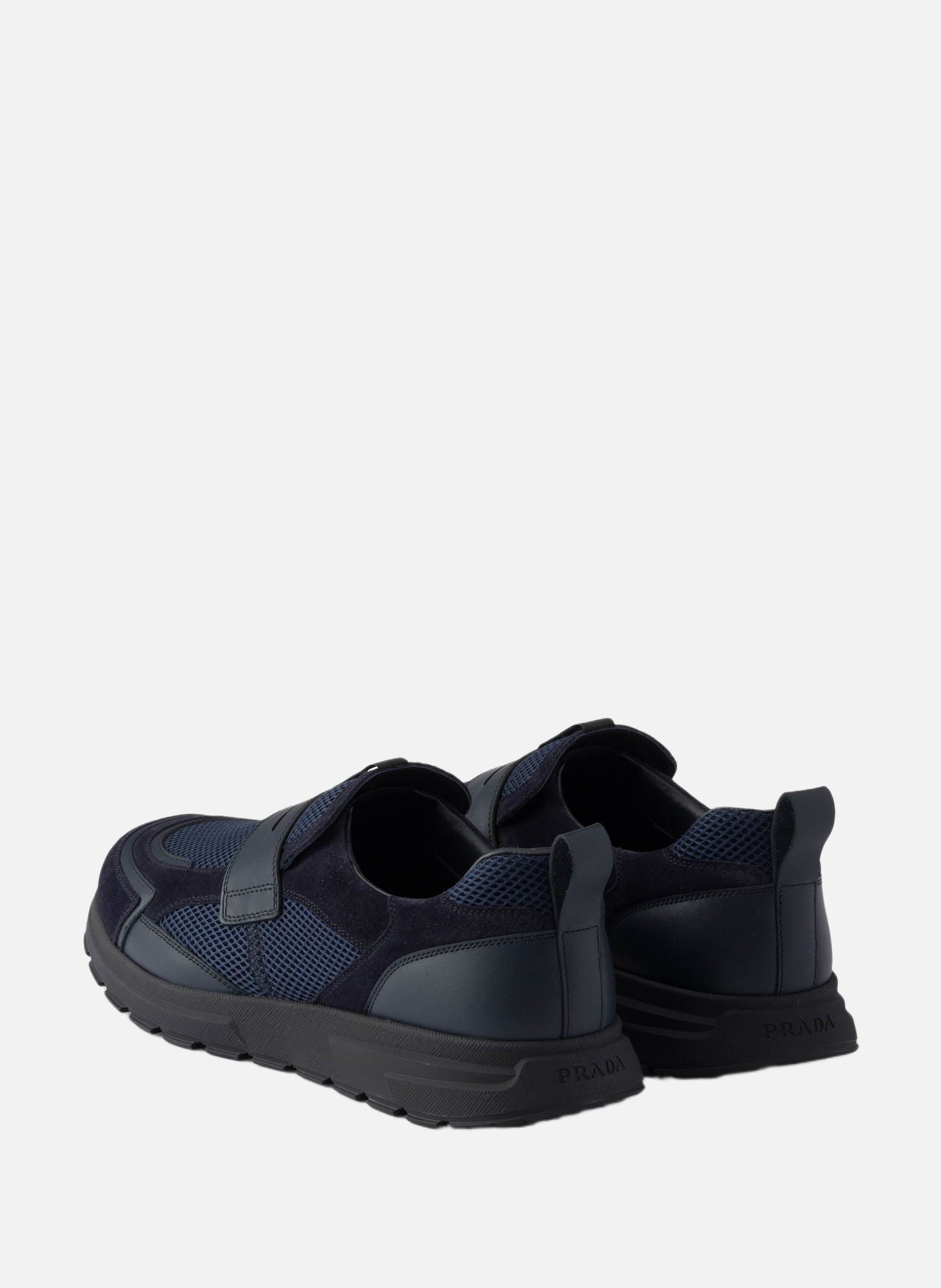 Mocassins prax en cuir et mesh PRADA Bleu