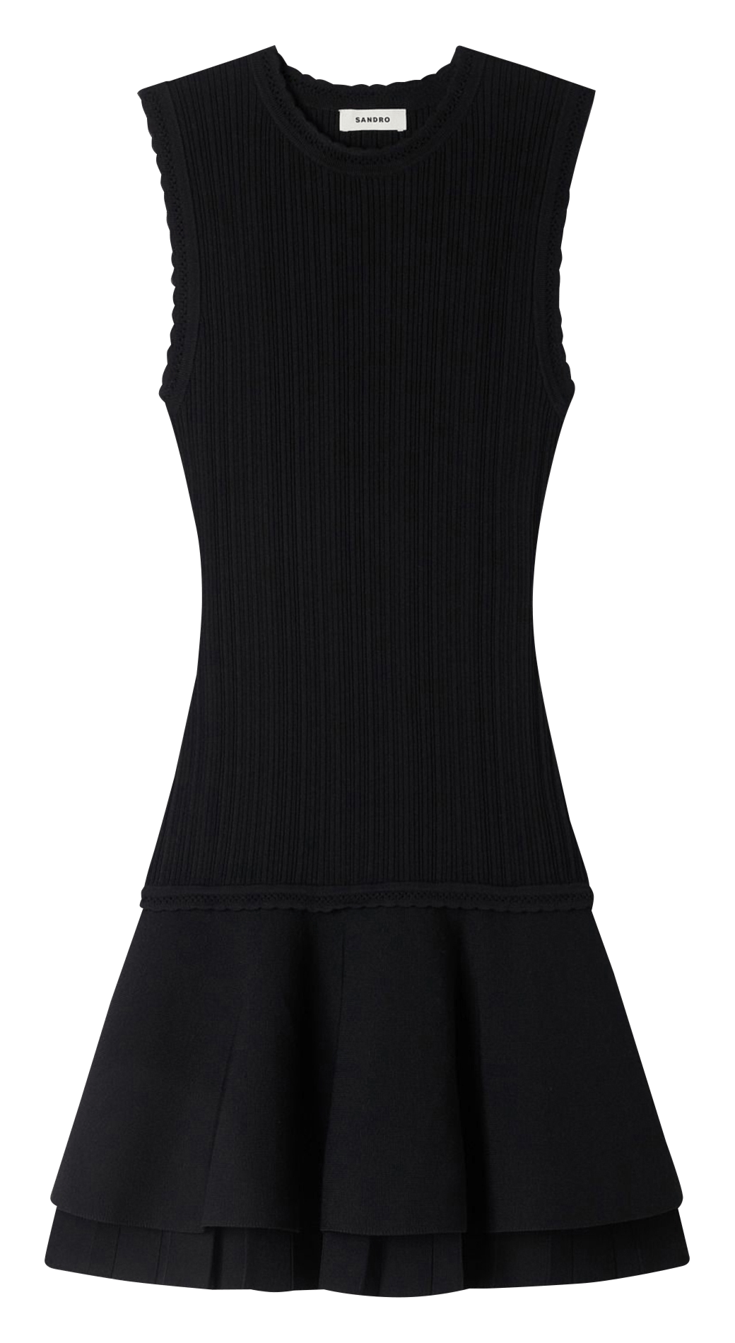 Robe courte évasée en maille SANDRO Noir