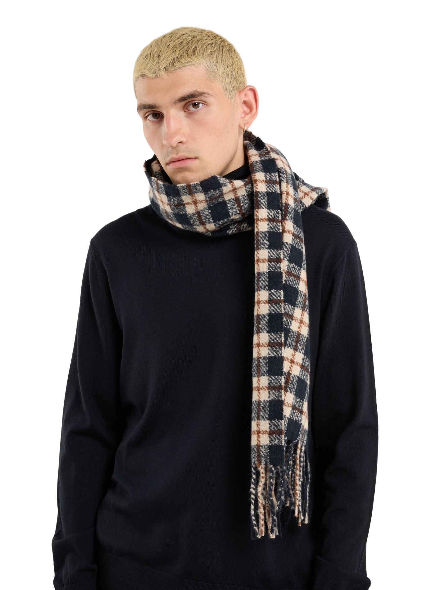 Sciarpa lunga soffice a quadretti SAISON 1865 Blu