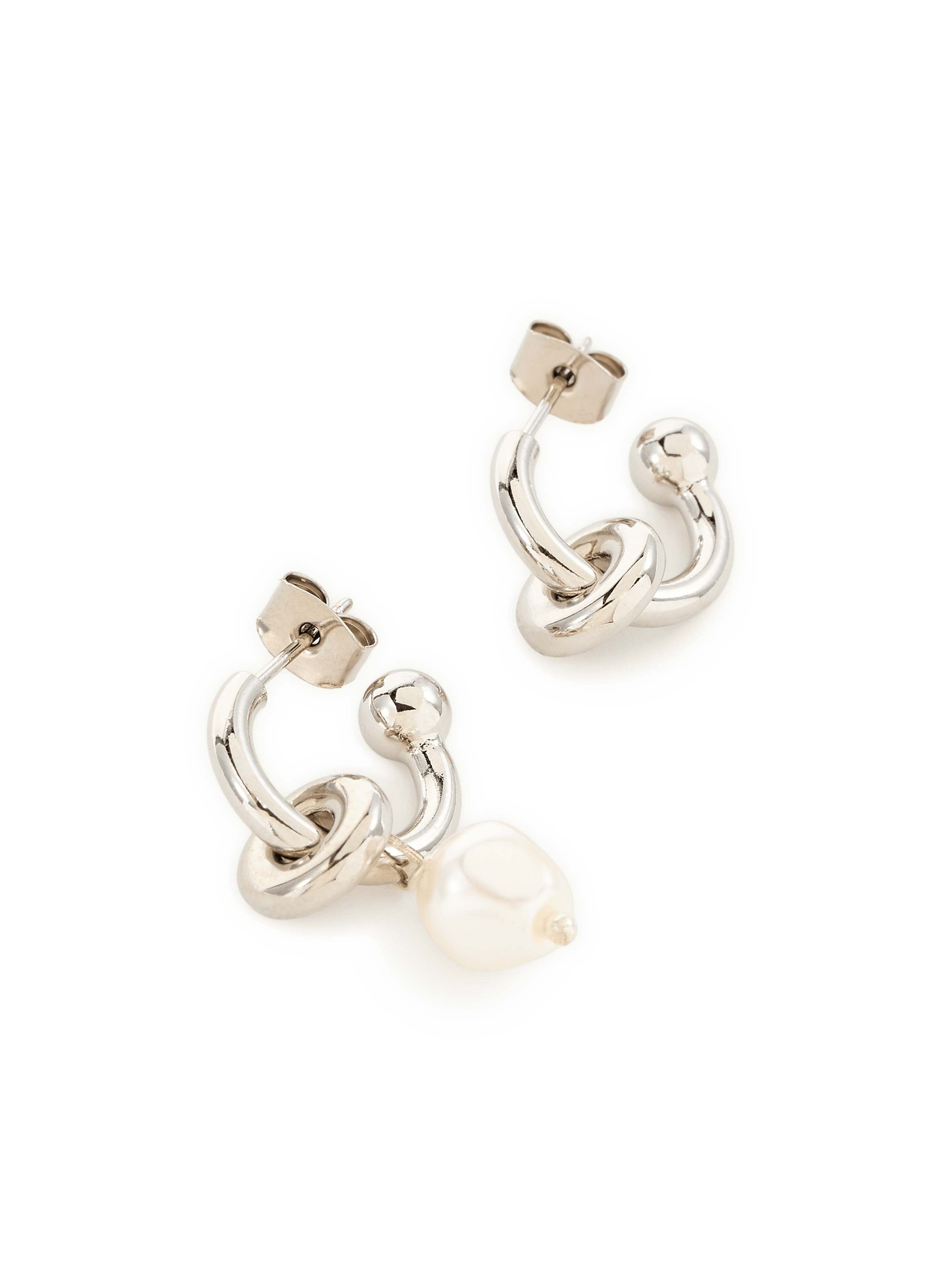 Boucles d'oreilles en laiton avec perle JUSTINE CLENQUET Argent