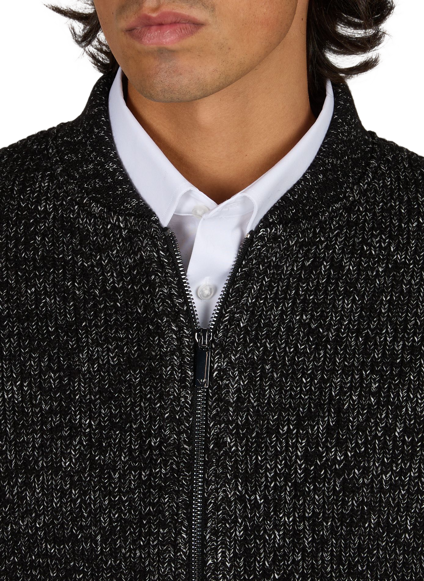 Jas met ronde hals in gemengde wol EMPORIO ARMANI Zwart
