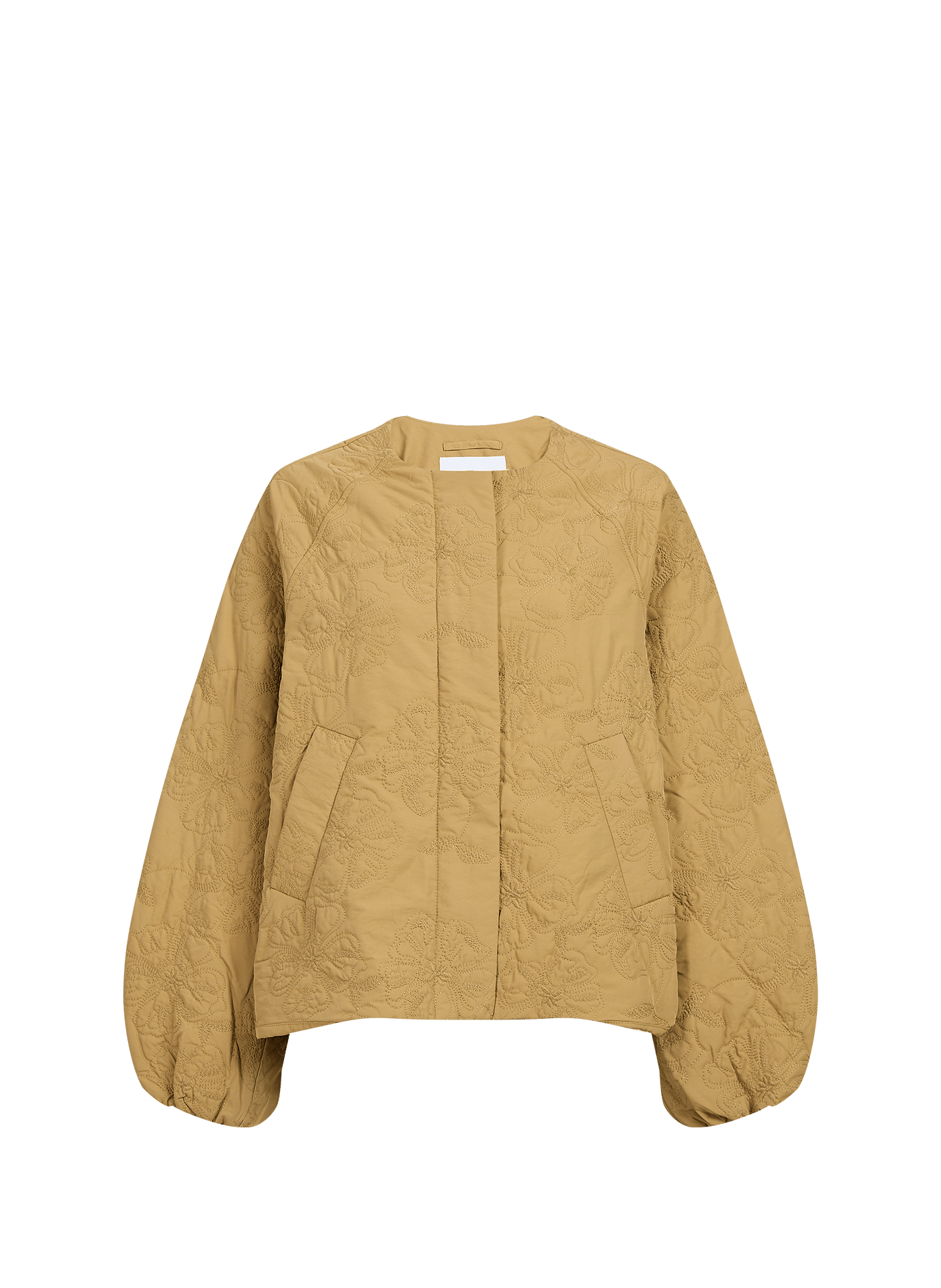 Embroidered round-neck jacket OBJECT Brown