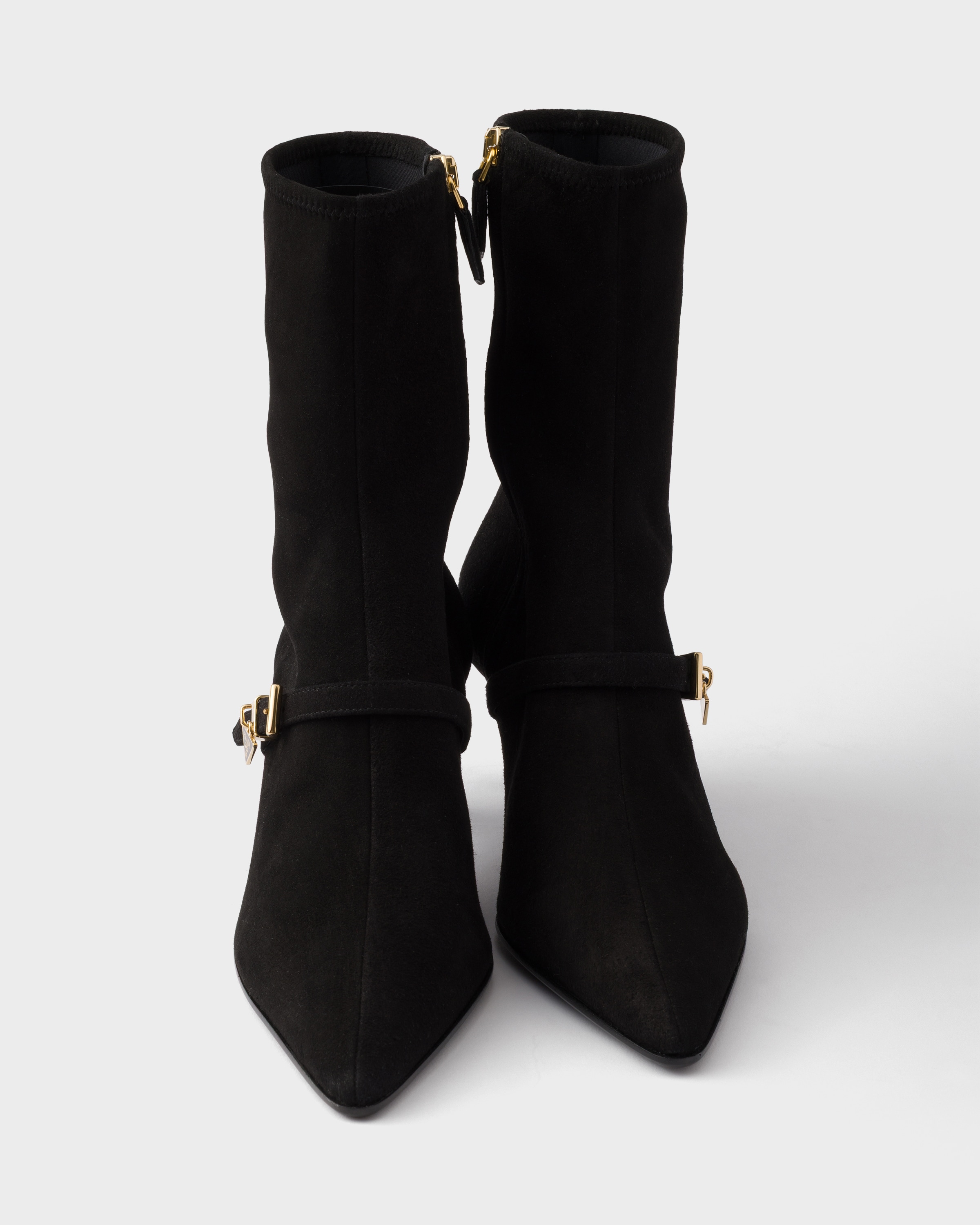 Bottines en veau velours stretch PRADA Noir