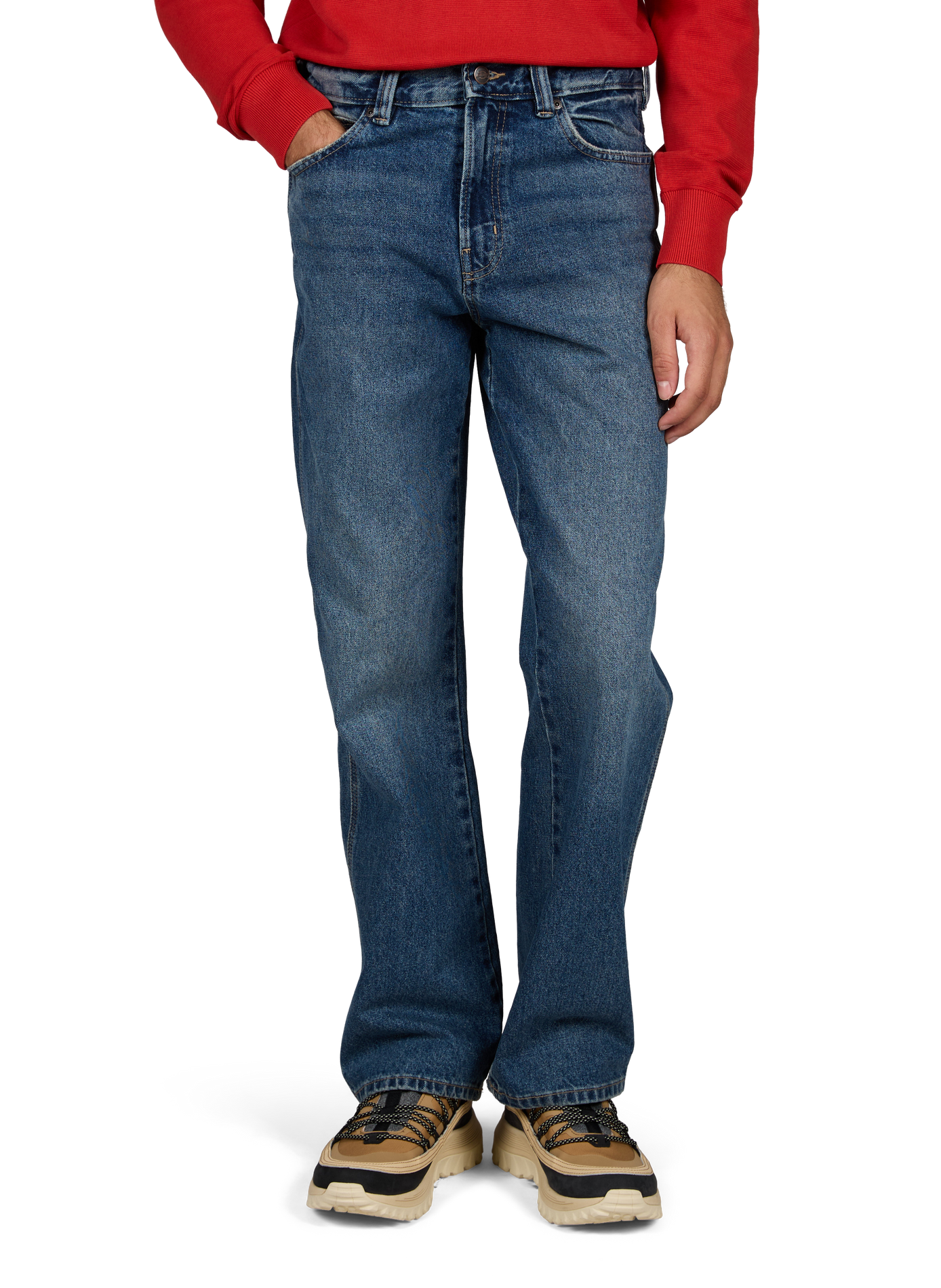 Rechte jeans van katoen. DICKIES Blauw