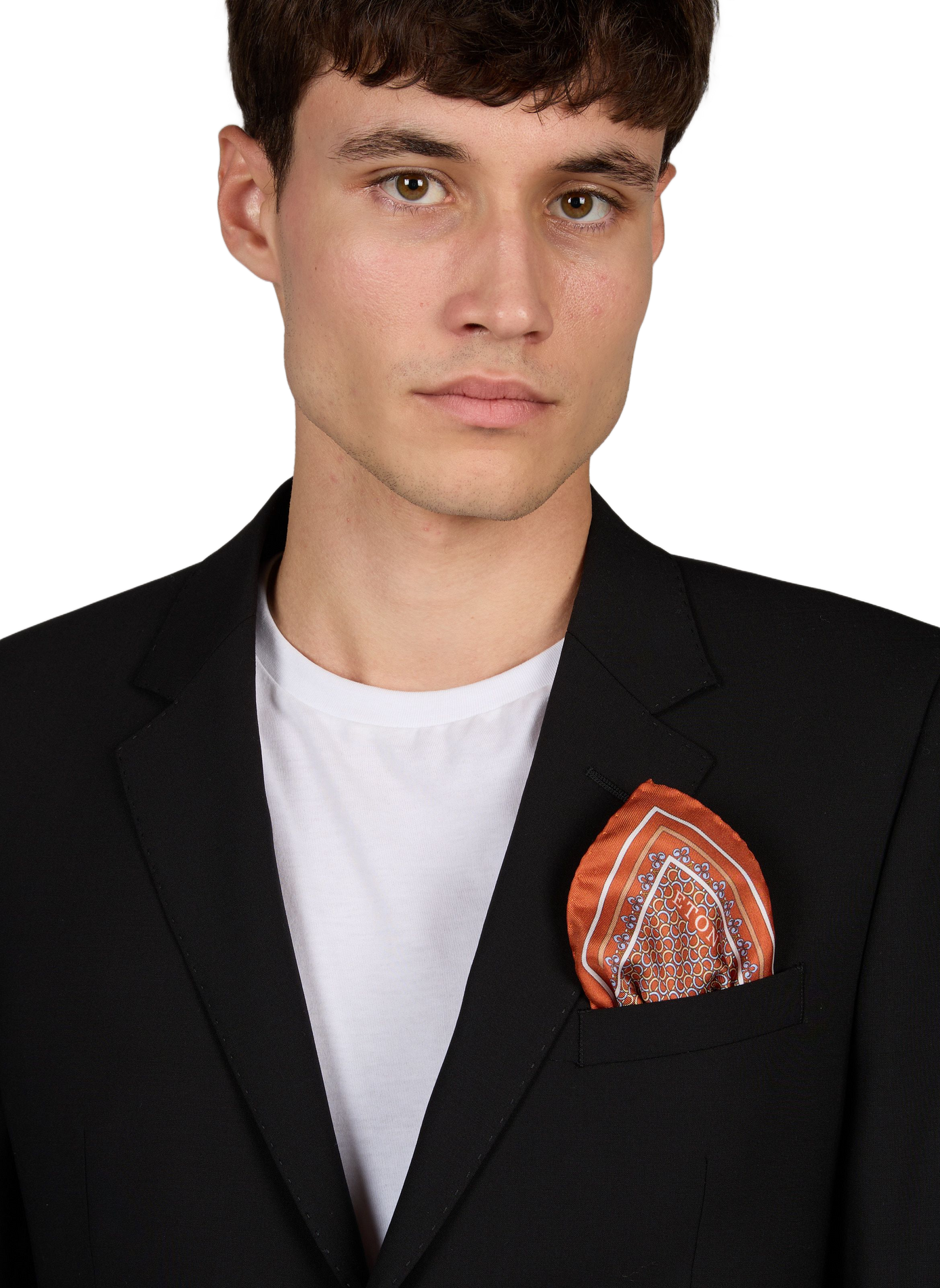Pañuelo estampado de seda ETON Naranja