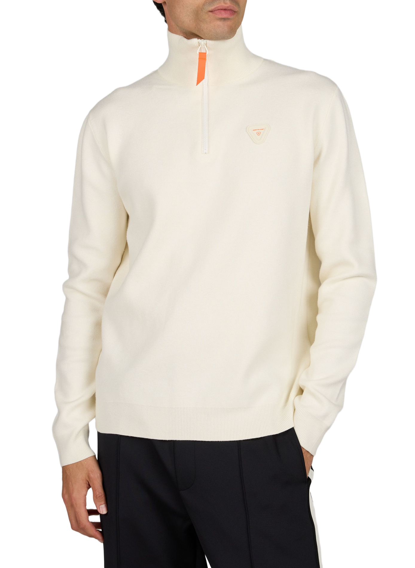 Straight fit high-neck zip-up sweatshirt with logo | Beige GERTRUDE Men