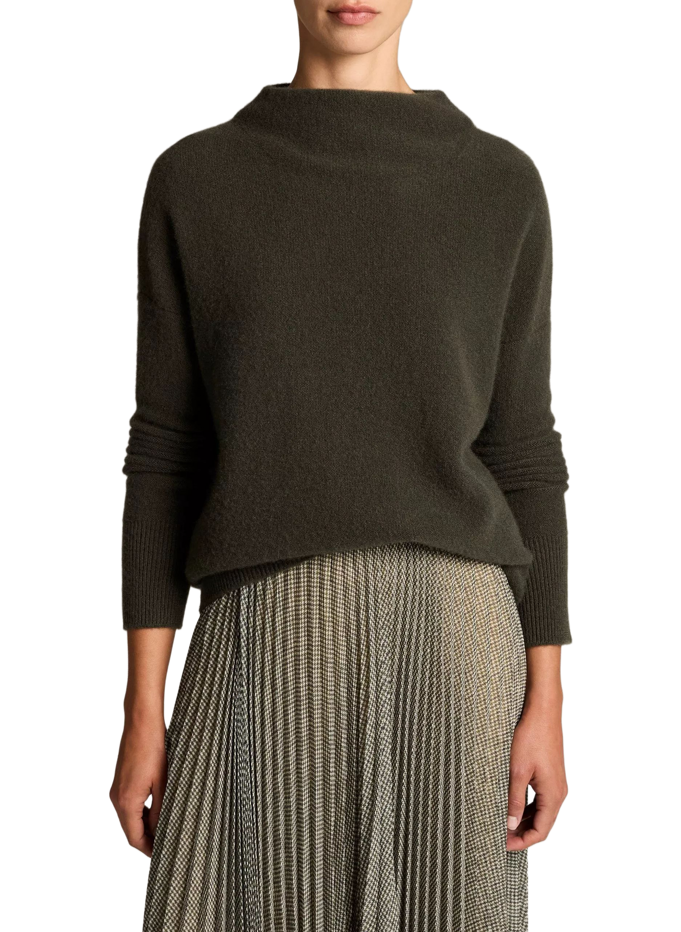 Pull à col montant en cachemire moelleux VINCE Kaki