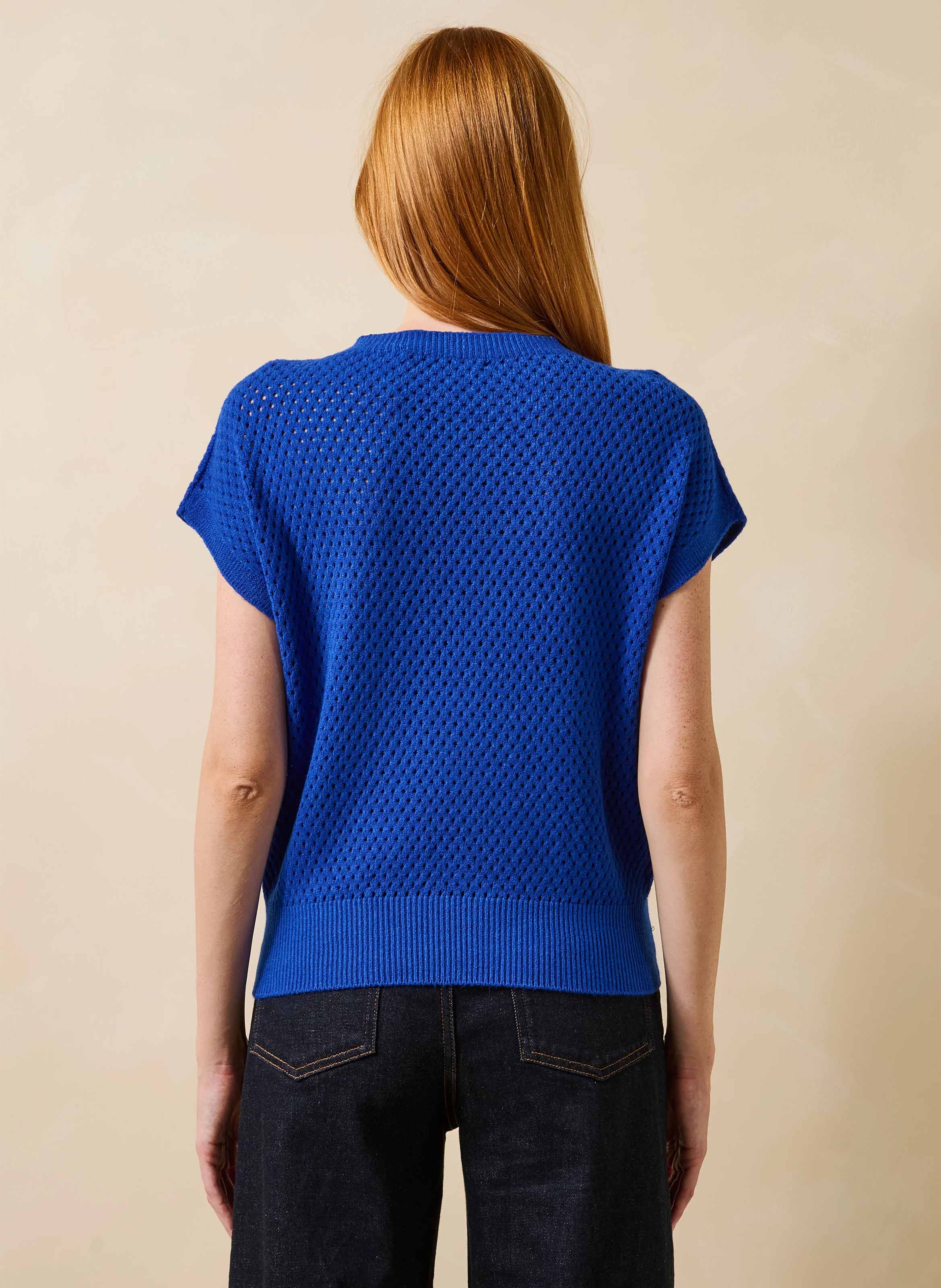 Rechte trui met ajourbreisel LA FEE MARABOUTEE Blauw